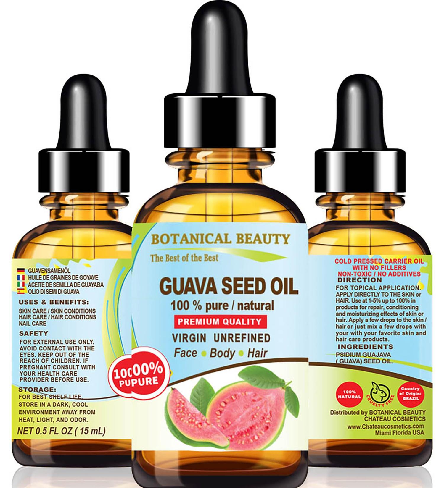 Buy 100% Pure Guava Seed Oil - Unrefined Cold Pressed for Face Skin Hair & Nails | Anti-Aging Vitamin C - 0.5 Fl. Oz. (15 ml - Buy Online on GoSupps.com