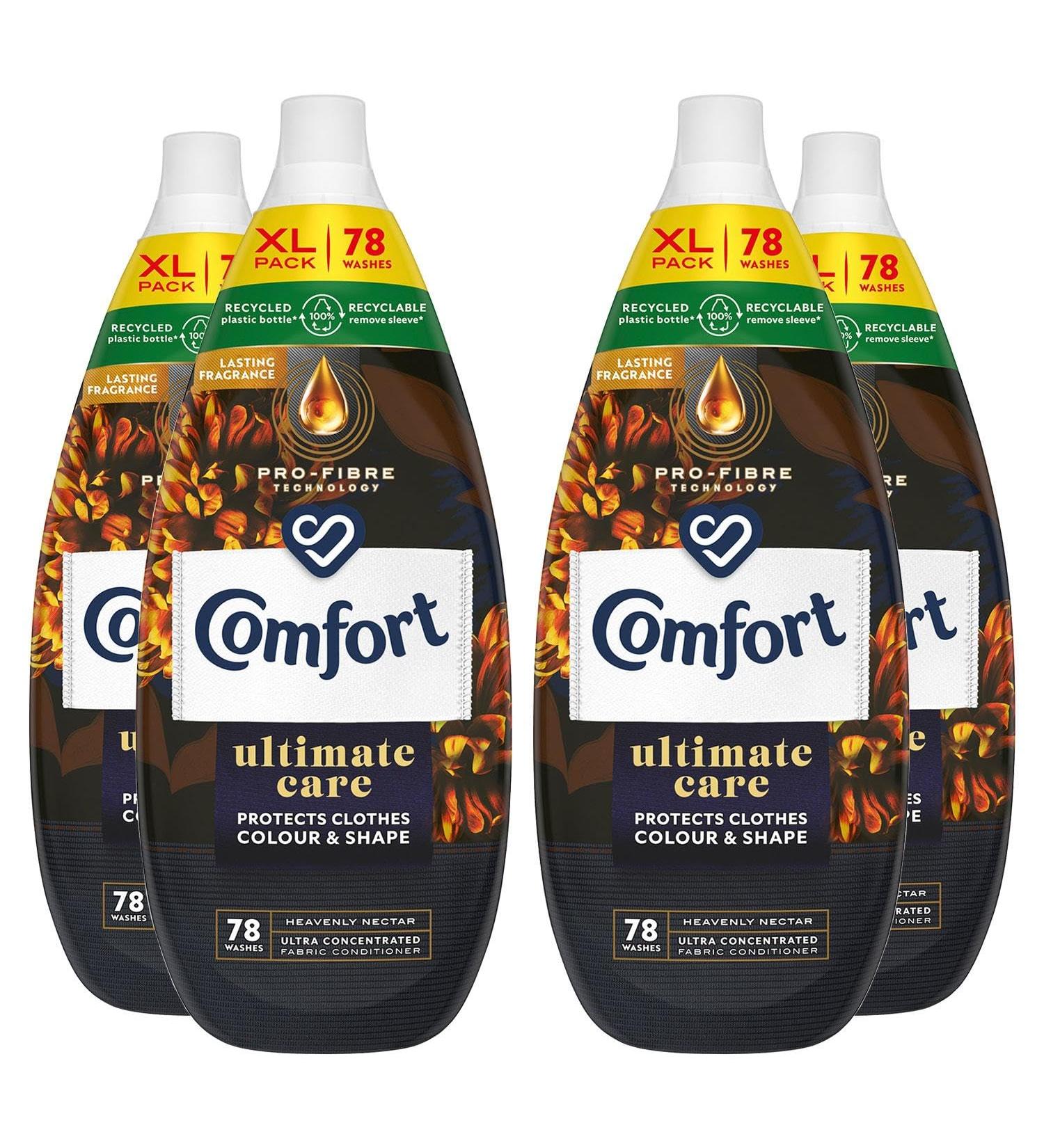 Comfort Ultimate Care Ultra-Concentrated Fabric Conditioner with Lasting Fragrance Intense Liquid Fabric Softener 78 Wash 1.18 L (Heavenly Nectar Buy 4) Heavenly Nectar 295 ml (Pack of 4) - Buy Online on GoSupps.com