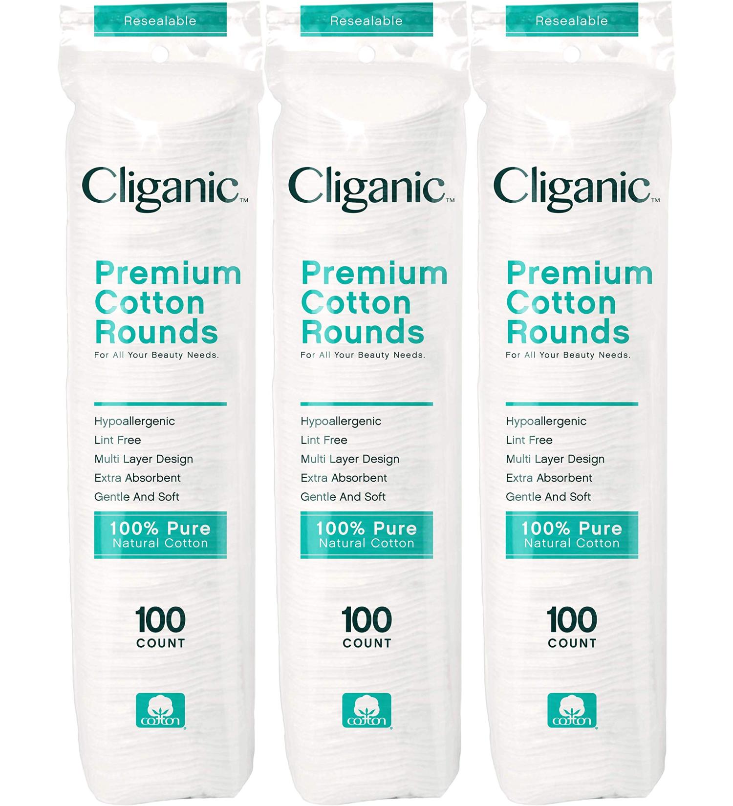 Cliganic Premium Cotton Rounds for Face - 300 Count Makeup Remover Pads, Hypoallergenic & Lint-Free | 100% Pure Cotton - Pack of 3 - Buy Online on GoSupps.com