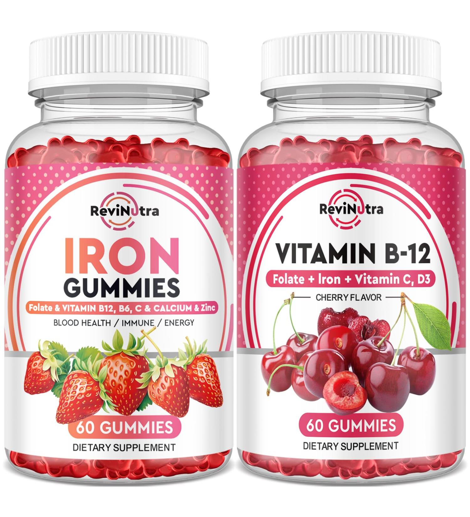 ReviNutra Iron Gummies Supplement for Adults & Kids | Vitamin B12 Gummies | Bundle - Buy Online on GoSupps.com