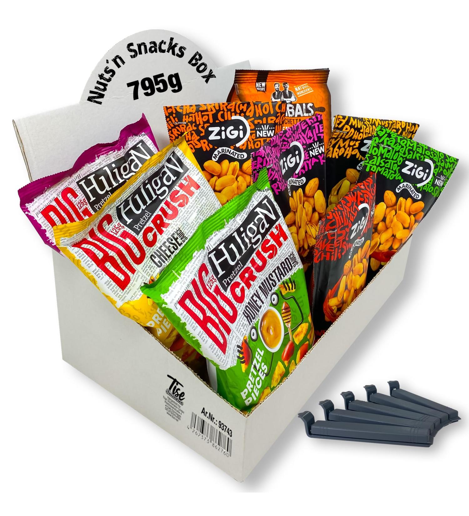 Shop Nuts'n Snacks Box (795g) - Delicious Peanuts Bread Chips & Pretzel Pieces with Flavor | Ideal for International Shipping - Buy Online on GoSupps.com