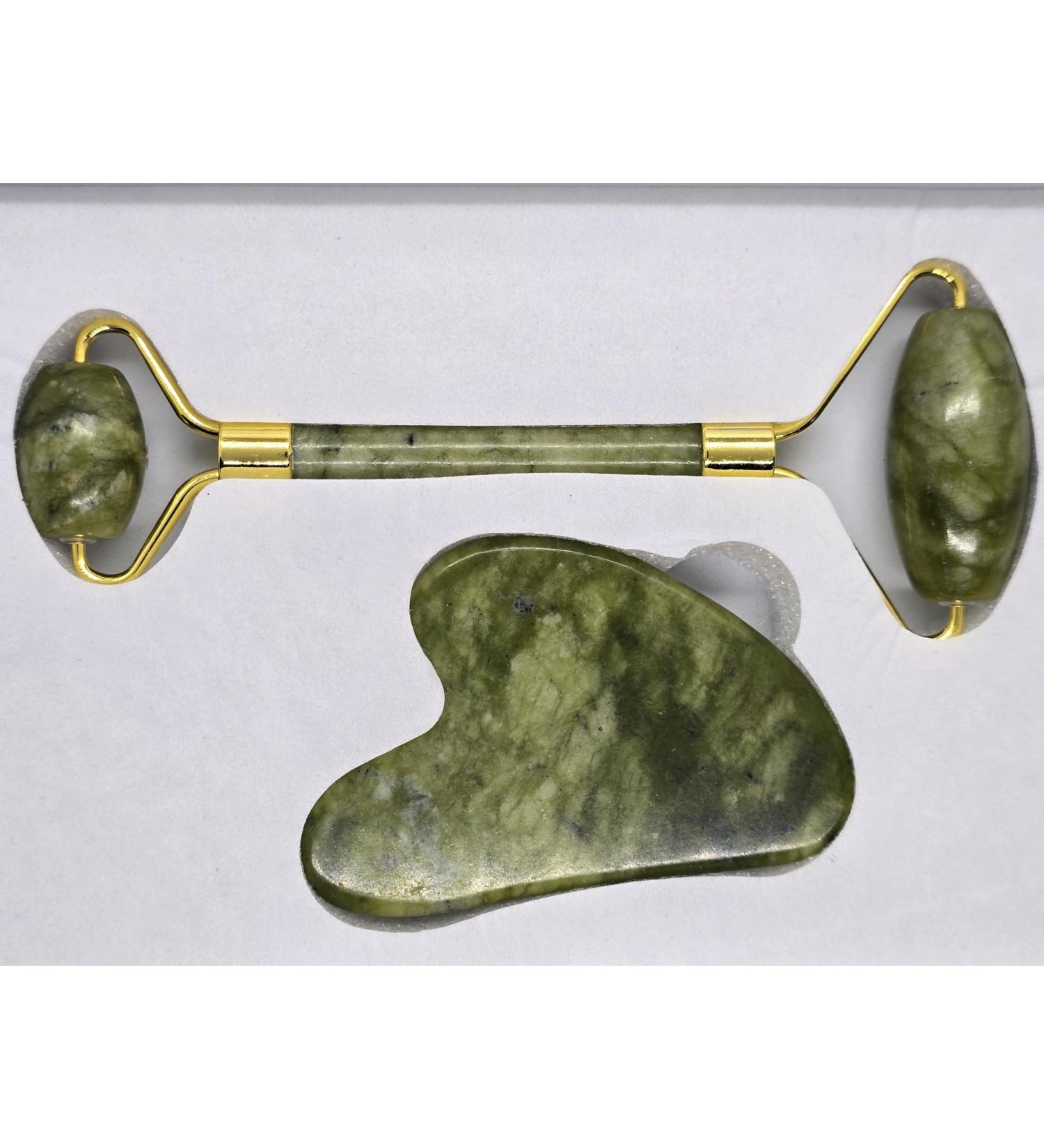 Jade Roller Gua Sha Set Natural Face Roller Skin Care Tools for Puffy Eyes Relief Anti Aging (xiuyan Jade) - Buy Online on GoSupps.com