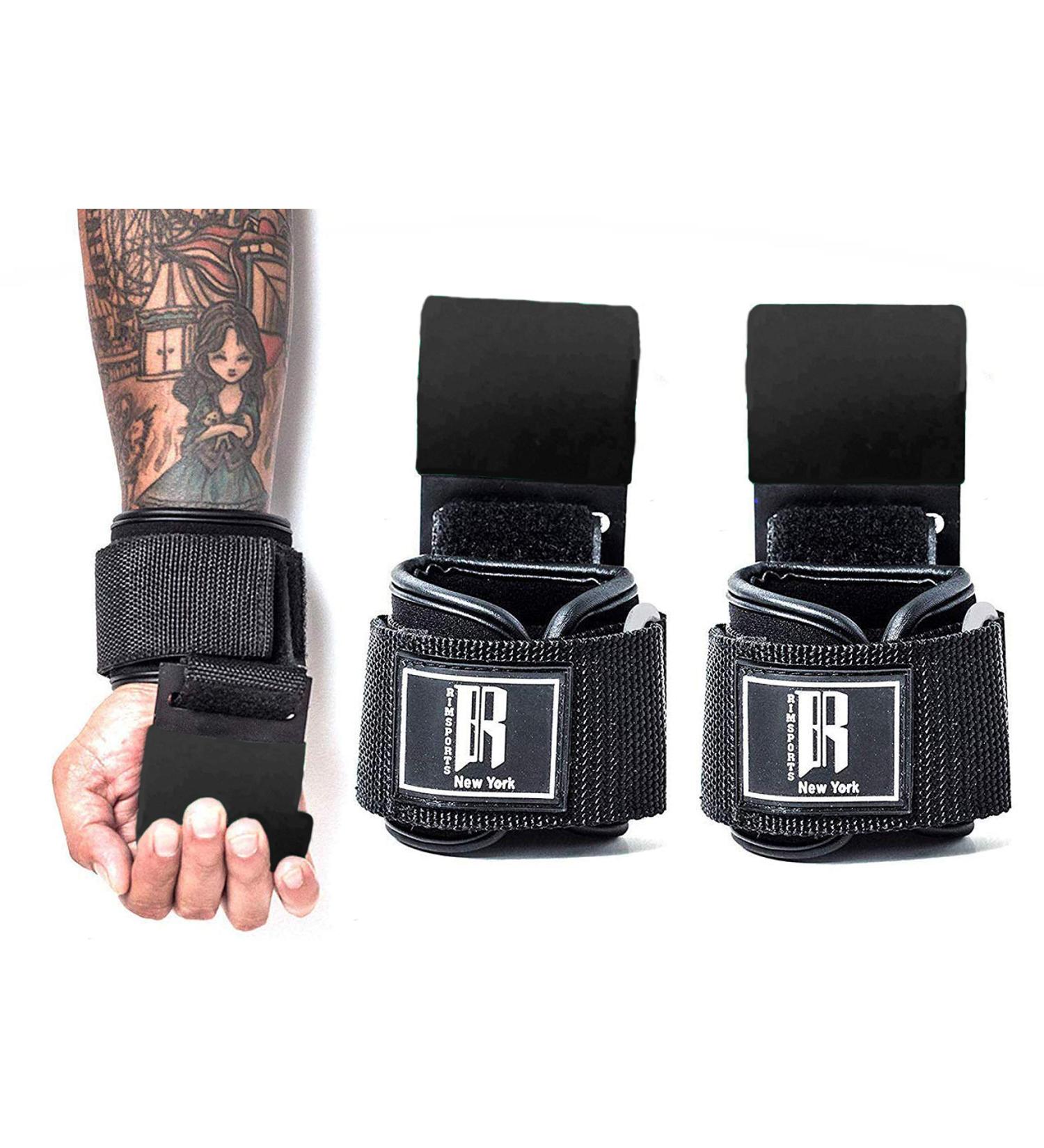 RIMSports Weight Lifting Hooks - Heavy Duty Wrist Straps for Pull Ups & Deadlifts - Powerlifting Grips with Padded Workout Straps - Men & Women - Buy Online on GoSupps.com
