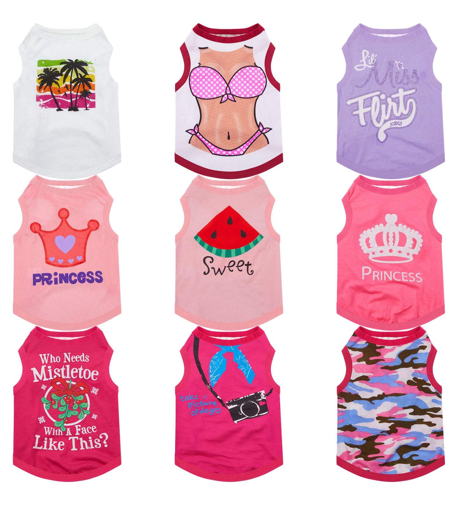 9 Pieces Printed Pet Shirts Dog T-Shirts Summer Pet T Shirt Cute Dog T Shirts Soft Breathable Dog Sweatshirt for Small Medium Dogs Puppy Cats (Small) - Buy Online on GoSupps.com