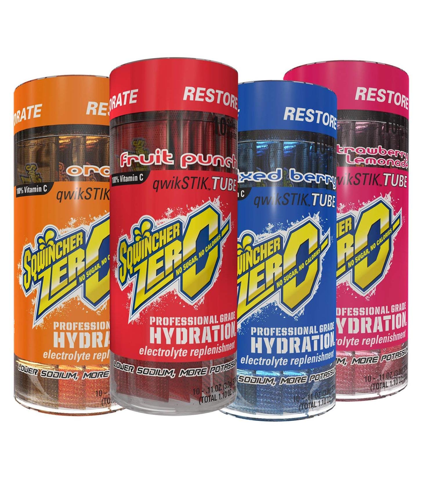 Sqwincher ZERO Qwik Stik - Sugar Free Electrolyte Powdered Beverage Mix, Assorted Flavors (40 Sticks)