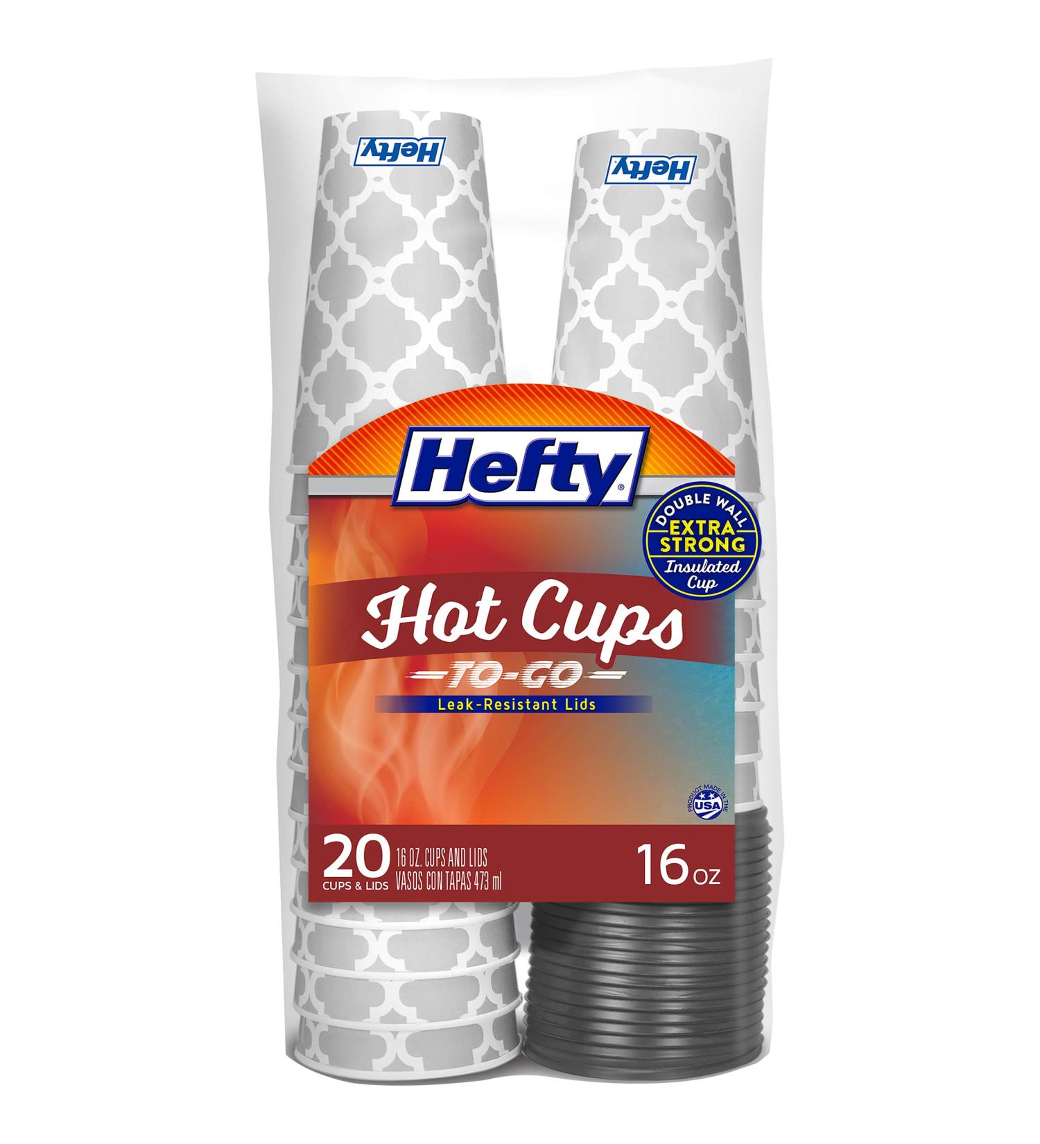 Hefty 16 oz Disposable Hot Cups with Lids - Pack of 20 - Buy Online on GoSupps.com
