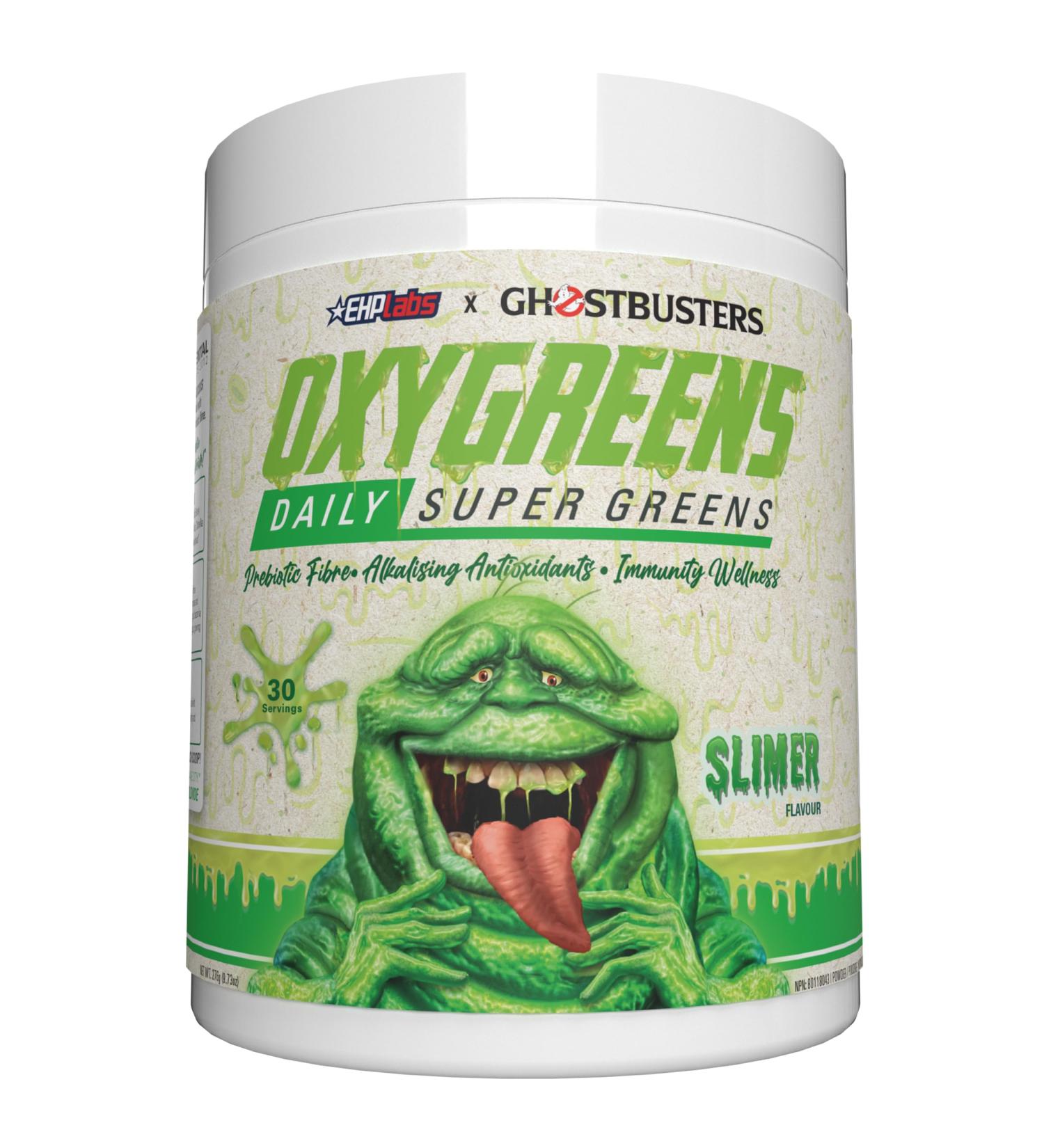 EHPlabs x Ghostbusters OxyGreens Super Greens Powder - Spirulina & Chlorella Superfood Green Juice Powder & Greens Supplements Prebiotic Fibre Antioxidants & Immunity Support 30 Serves (Slimer) Slimer 30 Servings - Buy Online on GoSupps.com