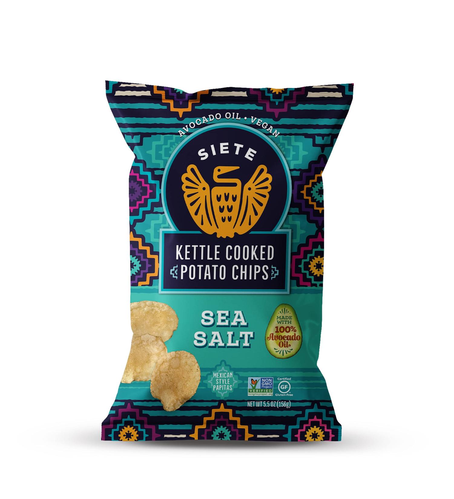 Siete Grain Free Potato Chips | Kettle Cooked | Gluten Free & Vegan Snacks | Non GMO | Sea Salt | 5.5 oz (Pack of 6) - Buy Online on GoSupps.com