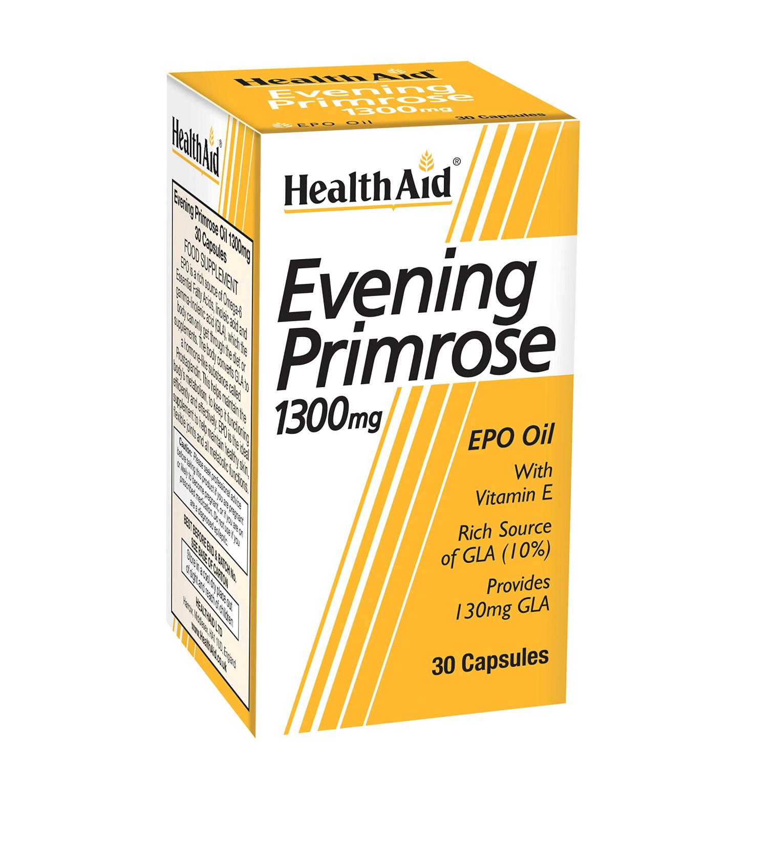 HealthAid Evening Primrose Oil 1300mg - 30 Capsules | High Strength Omega-6 Supplement - Buy Online on GoSupps.com