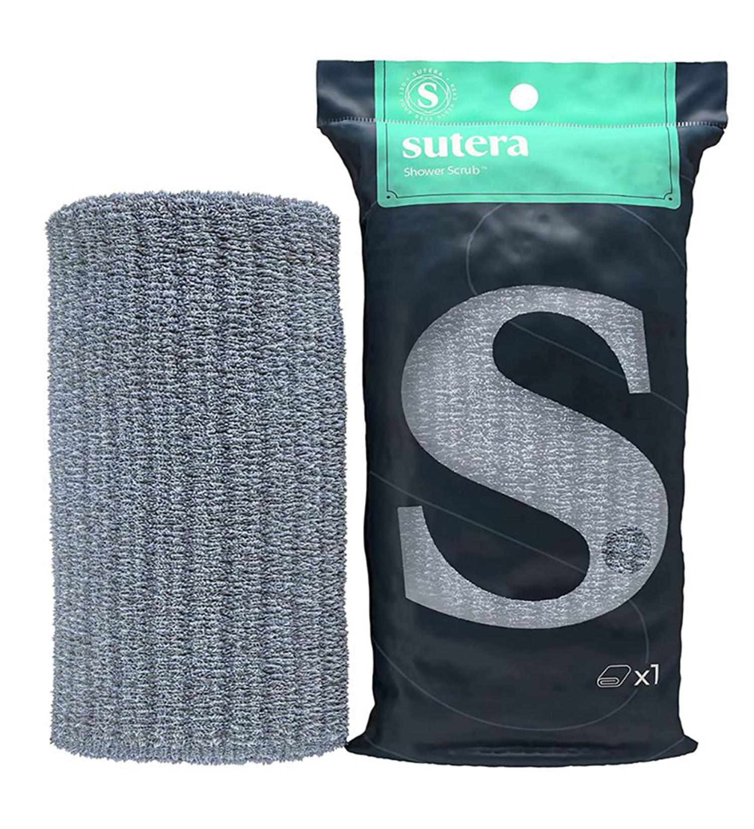 SUTERA Exfoliating Shower Towel - Premium Japanese Scrub Wash Cloth for Deep Cleanse - Microabrasion Duo Fibers - Asian Spa Skin Care for Body & Face - Buy Online on GoSupps.com
