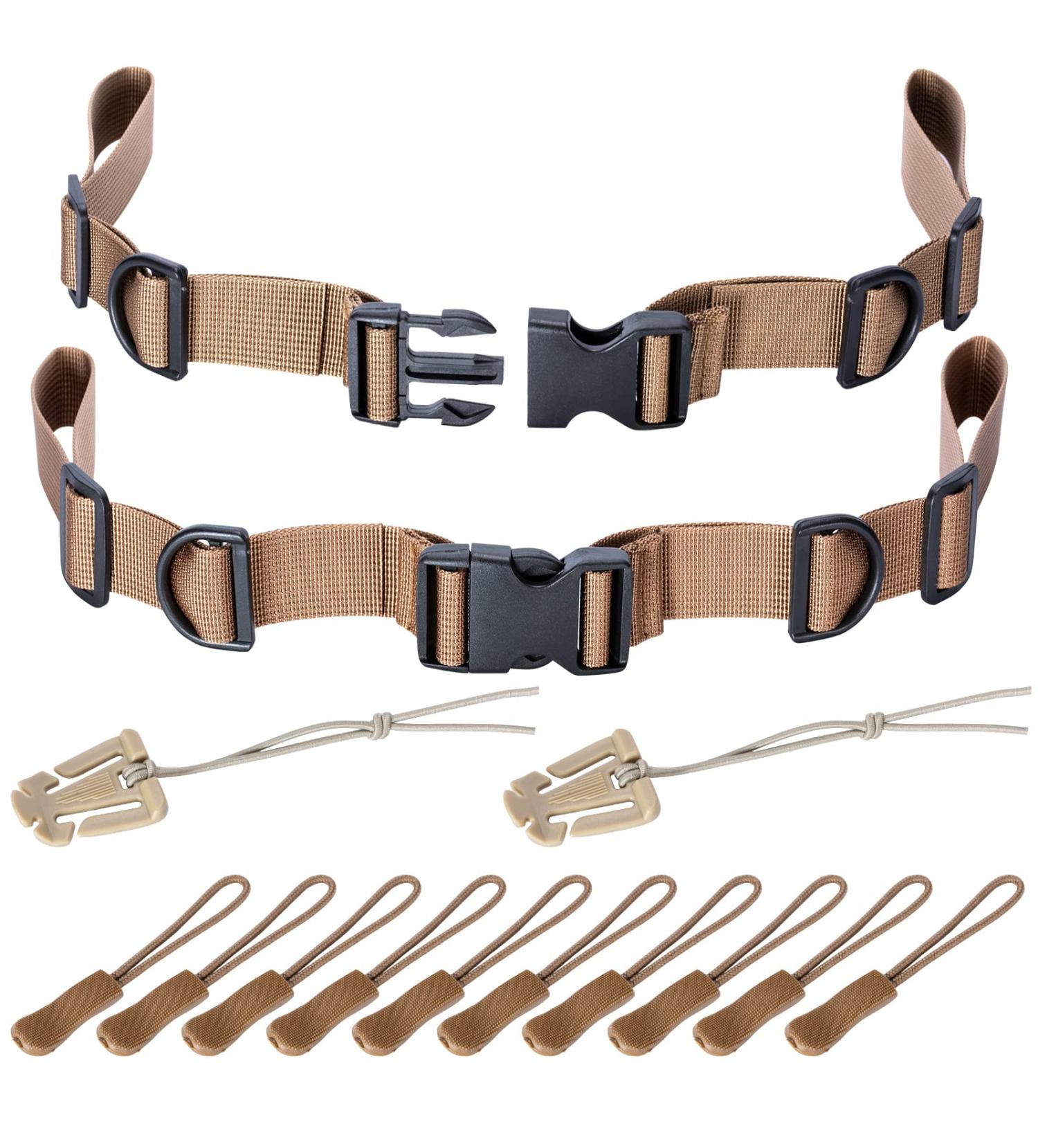 Oziral Backpack Chest Strap 2 Pack - Heavy Duty Adjustable Sternum Strap with 10 Zipper Pulls - Khaki - Buy Online on GoSupps.com