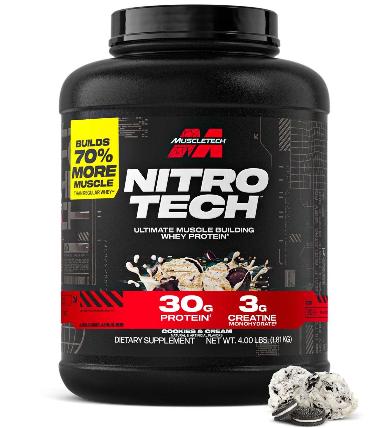 MuscleTech Nitro-Tech Cookies & Cream - 1800g Cookies & Cream 1.8 kg (Lot de 1) - Buy Online on GoSupps.com