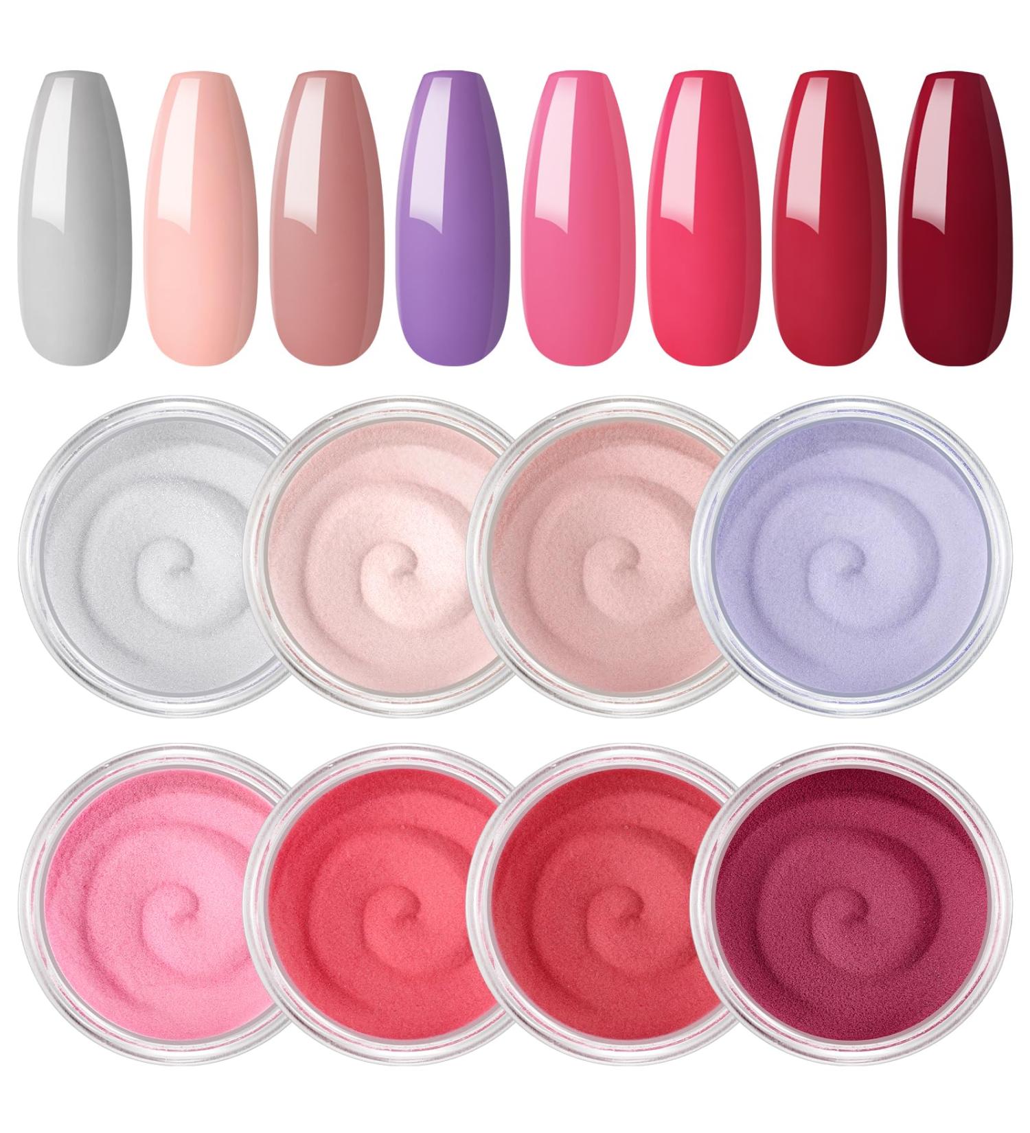 2G Dipping Powder Kit Nail Starter Nail 8PCS Dipping Powder System French Powder No Needed Nail Lamp Fast Dry Nail Art Manicure DIY Salon Gift Set for Women Girls DIY Nail Beginner Home Salon Gift color06 - Buy Online on GoSupps.com