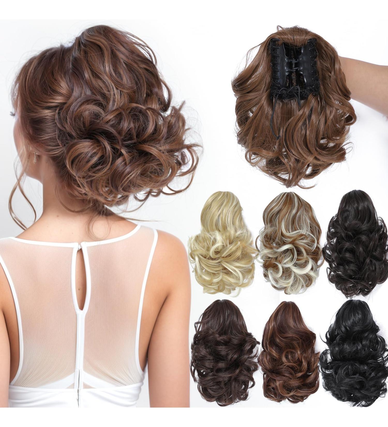 Parxitn 20cm Short Curled Light Red-Brown Ponytail Extension - Claw Clip Synthetic Hair Braid (8 Inch) for Effortless Style - Buy Online on GoSupps.com