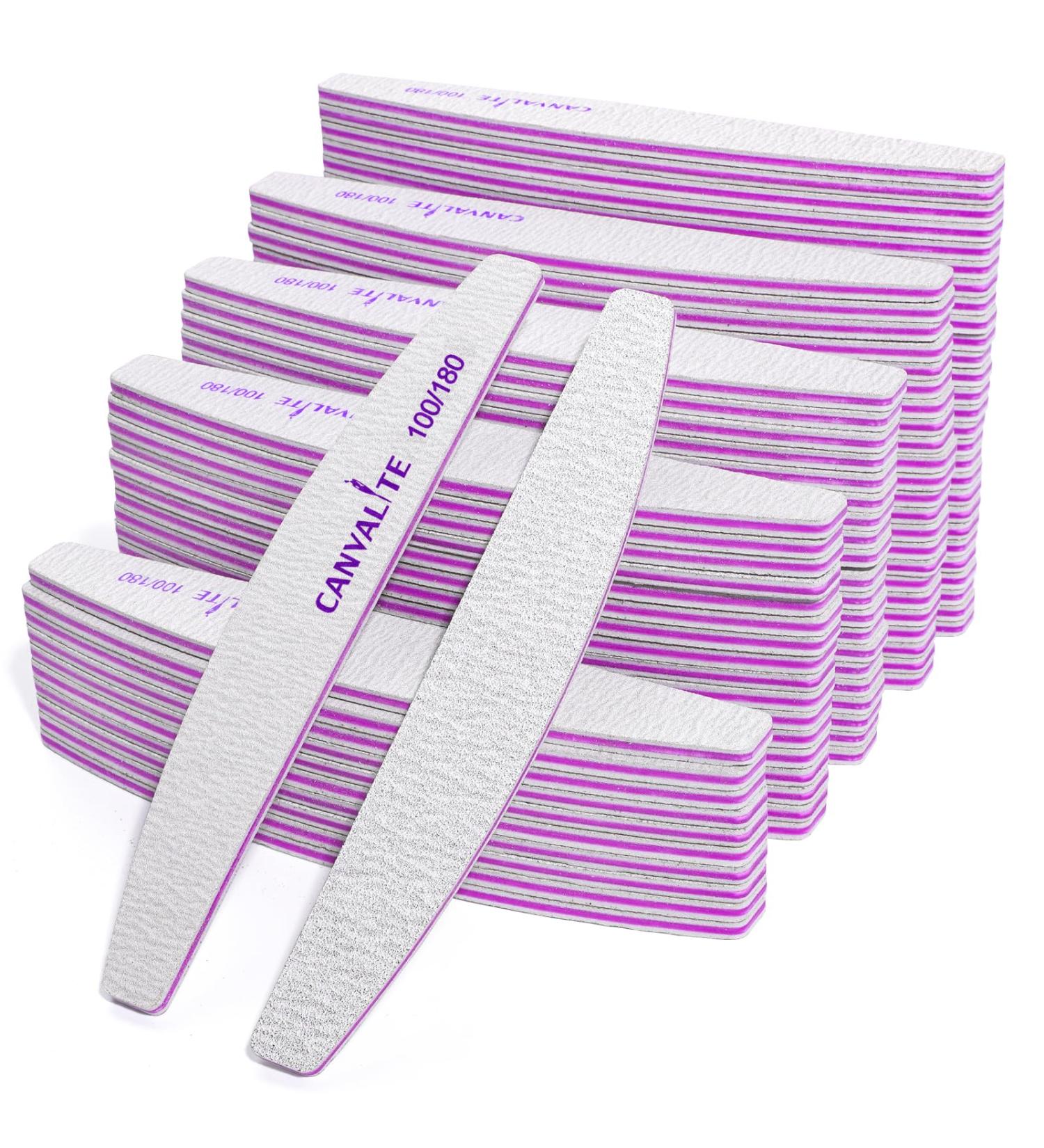 Canvalite 100 Professional Nail Files - Double-Sided Grit 100/180 Acrylic Gel for Manicure & Pet Care - 100PCs Lune - Buy Online on GoSupps.com