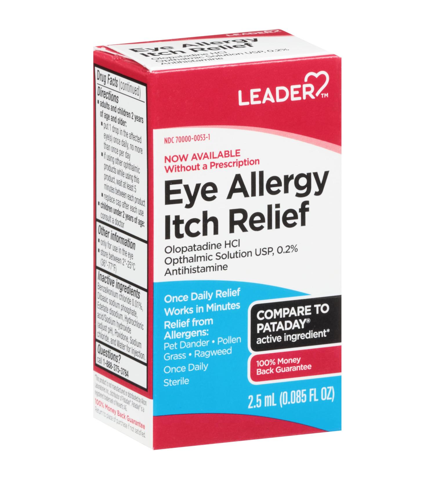 Leader Eye Allergy Itch Relief - Fast-Acting Antihistamine Eye Drops for Red Itchy Eyes | 0.085 fl oz - Soothes Allergies Worldwide - Buy Online on GoSupps.com