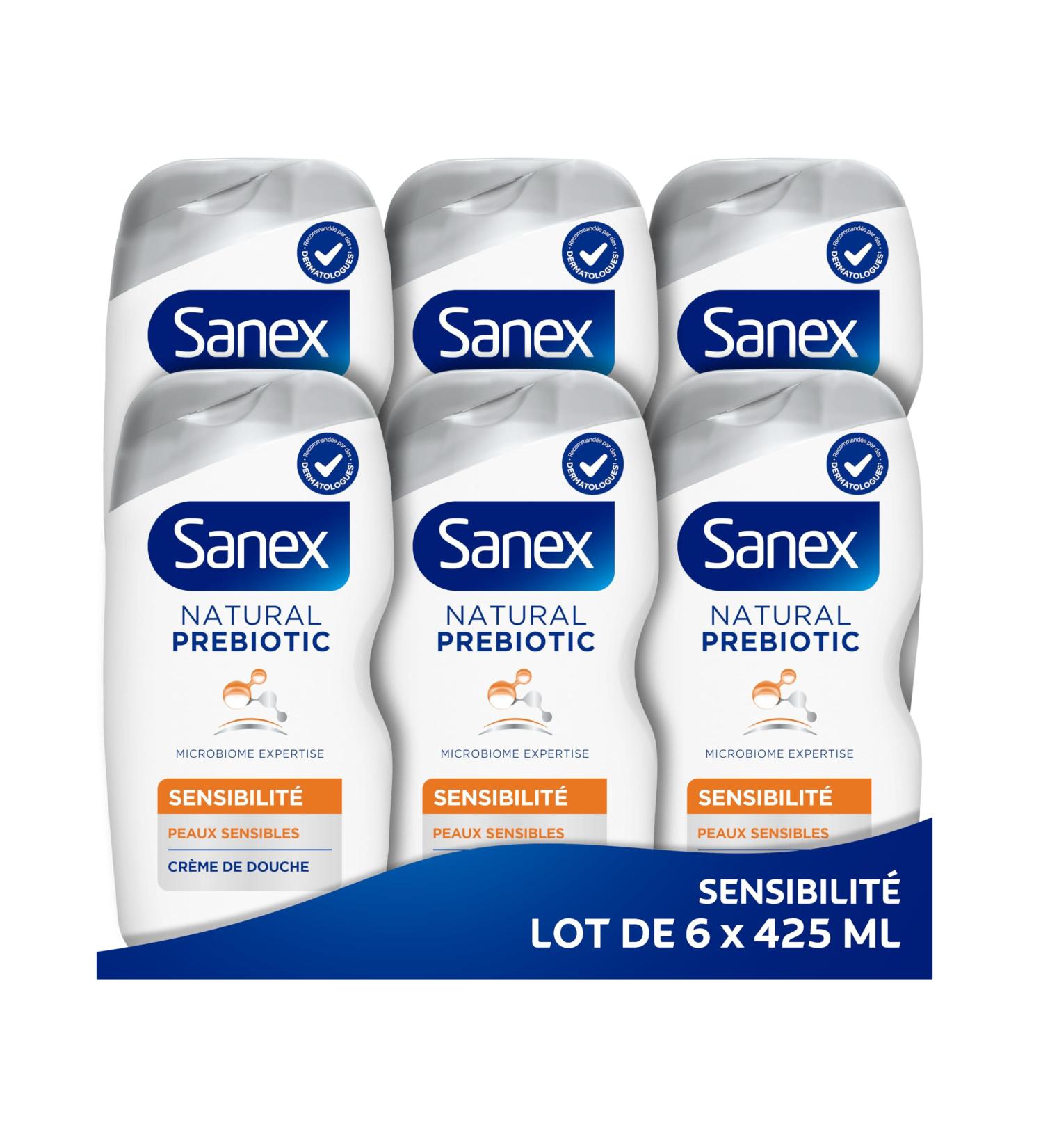  Sanex SANEX - Natural Prebiotic Sensitive Skin - Creamy Shower Gel Formula - Gently Cleanses - Minimizes Risk of Irritation* - Prebiotic & Postbiotic Complex - Dermatologically Tested - Pack of 6 x 425ml - Buy Online on GoSupps.com