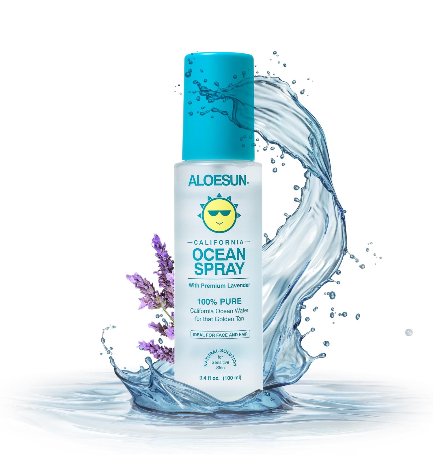 Ocean Spray Pure California Sea Salt Water Face Mist - Organic Lavender Infused Tanning & Acne Treatment | Travel Size 3.4 Fl Oz - Buy Online on GoSupps.com