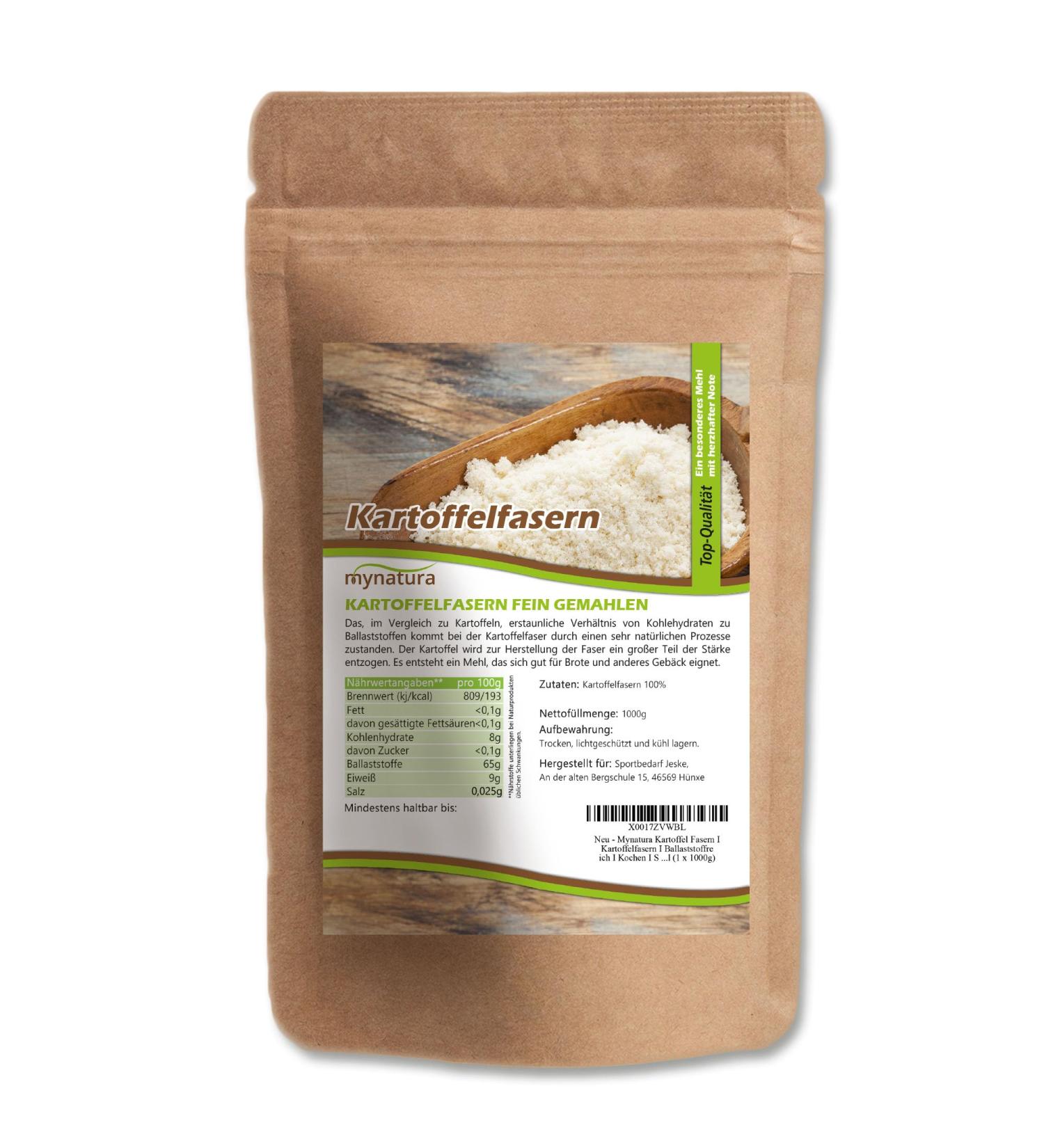 Mynatura Potato Fibers - High-Fiber Potato Flour for Healthy Bread (2 x 1000g) - Shop Now! - Buy Online on GoSupps.com