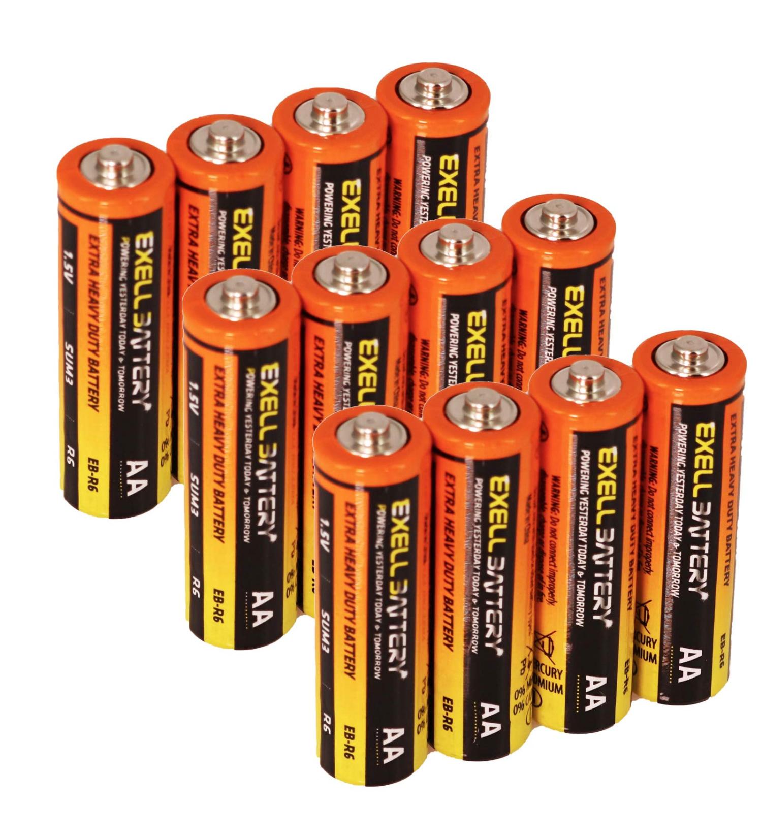 Exell AA Super Heavy-Duty Batteries - Pack of 12 | Long-lasting Reliable Power - International Shipping Available - Buy Online on GoSupps.com