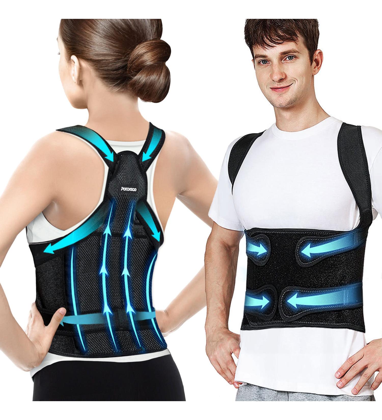 POTENSGO Posture Corrector - Adjustable Back Brace for Men and Women | Lightweight & Breathable Support for Scoliosis - Medium - Buy Online on GoSupps.com