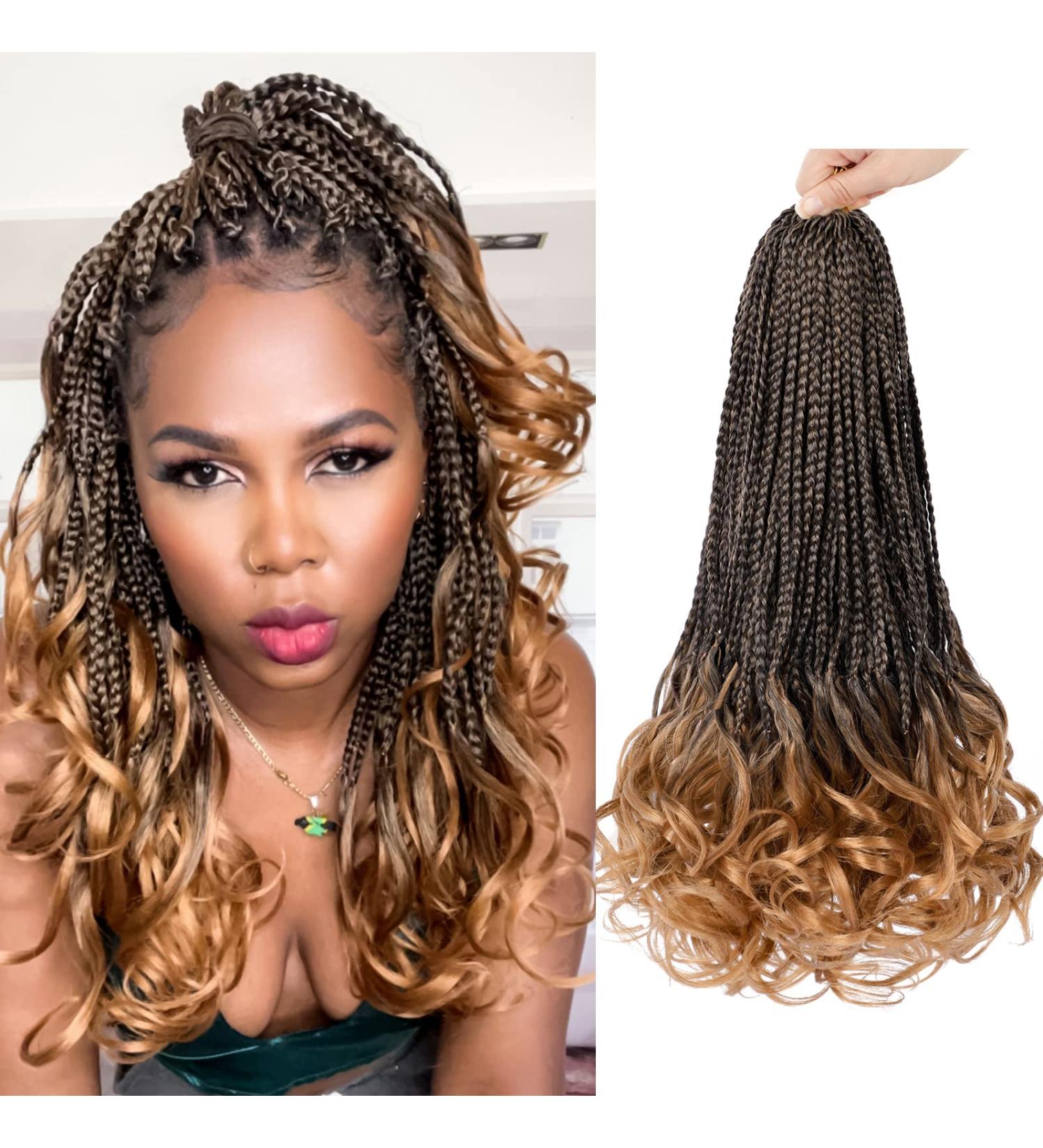 French Curl Crochet Braids 14 Inch 8 Packs - Goddess Box Braids with Curly Ends - Synthetic French Curly Braiding Hair Extensions - 1B/30 - Buy Online on GoSupps.com