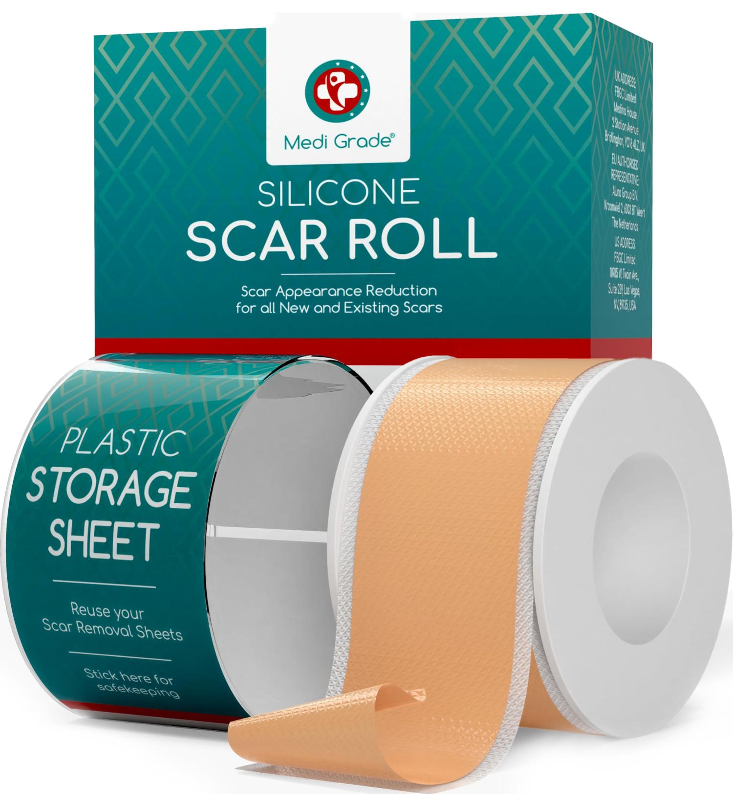 Medi Grade Silicone Scar Sheets - 80" Reusable Scar Tape for C-Section Keloid Burn & Acne Scars - Includes Hygienic Storage Case - Buy Online on GoSupps.com
