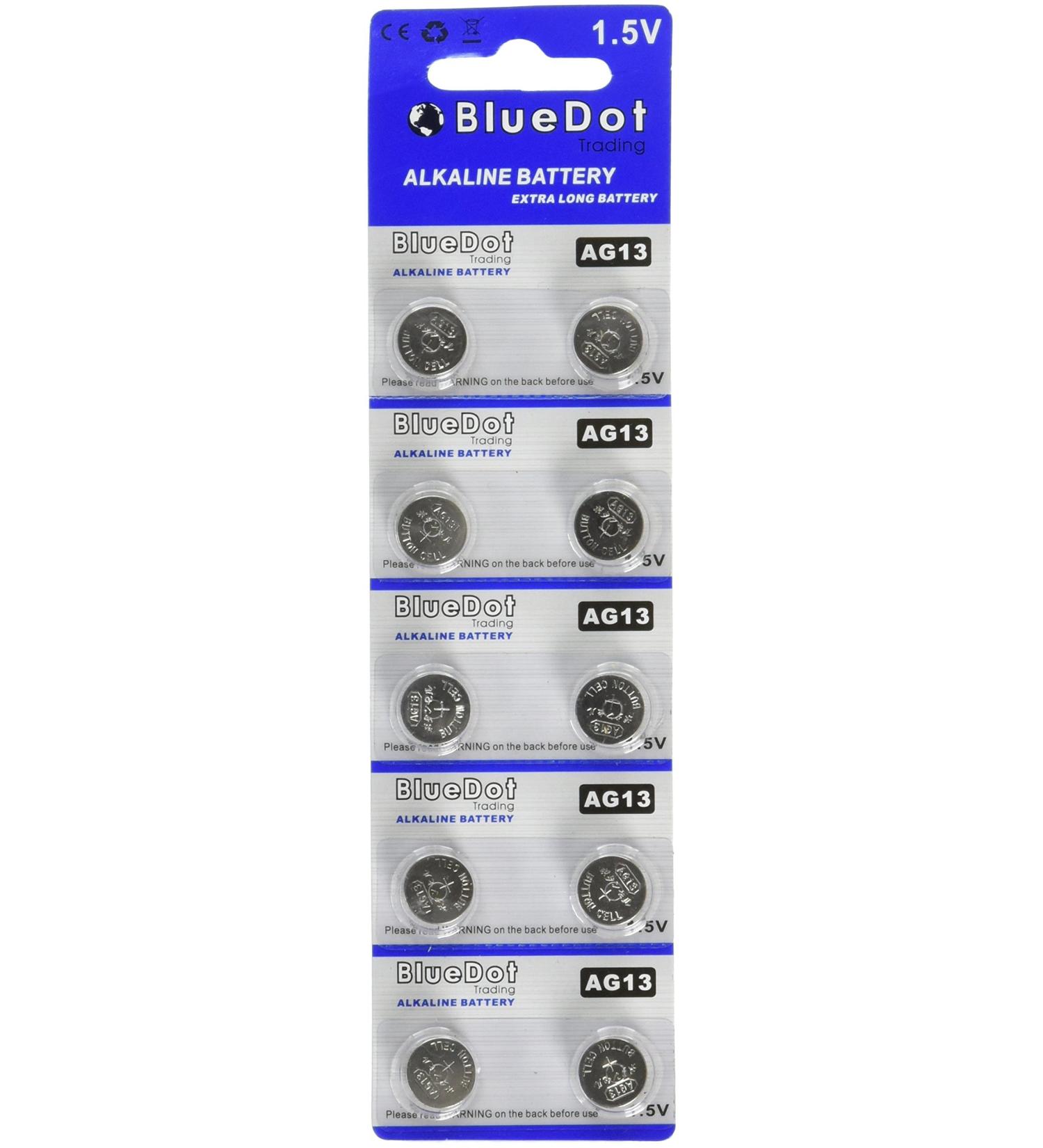 BlueDot Trading AG13 LR44 LR1154 SR44 A76 357A 303 357 LR44 Alkaline Button Coin Cell 1.5v Battery for Watches calculators and Toys Quantity 10 Count 10 Count (Pack of 1)