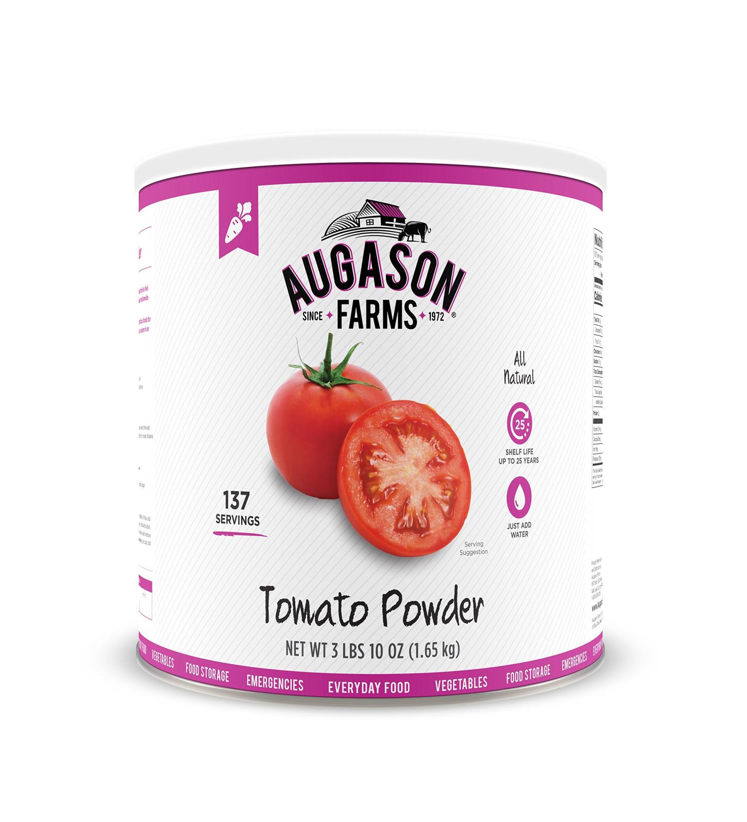 Augason Farms Tomato Powder Emergency Food Storage 3 lbs 10 oz No. 10 Can 1 Can - Buy Online on GoSupps.com