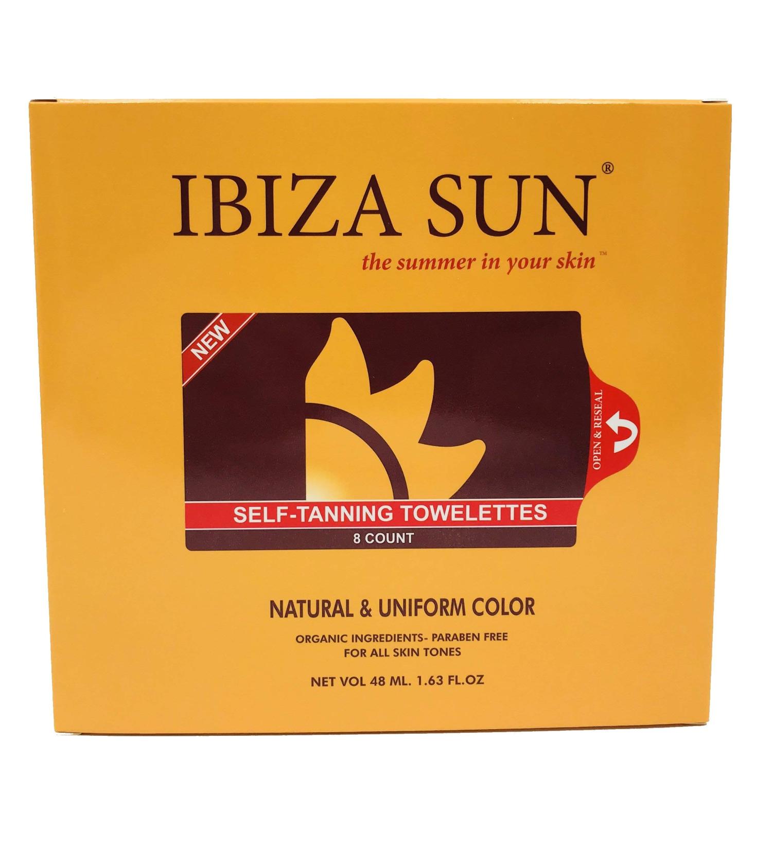 Ibiza Sun Organic Self Tanner Wipes - 100% Raw Ingredients, Paraben & Cruelty-Free, Vegan Formula - 8 Count for Face & Body - Buy Online on GoSupps.com