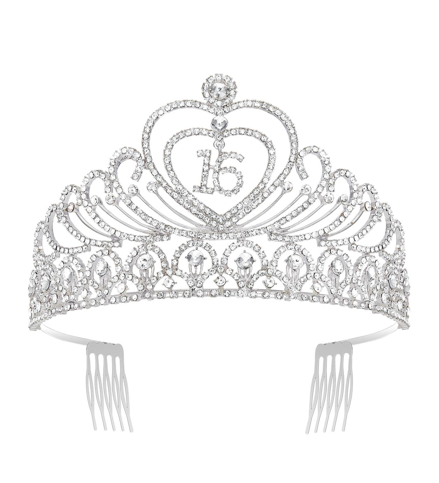 Sweet 16 Rhinestone Birthday Crown - Girls Princess Tiara and Headband - Buy Online on GoSupps.com