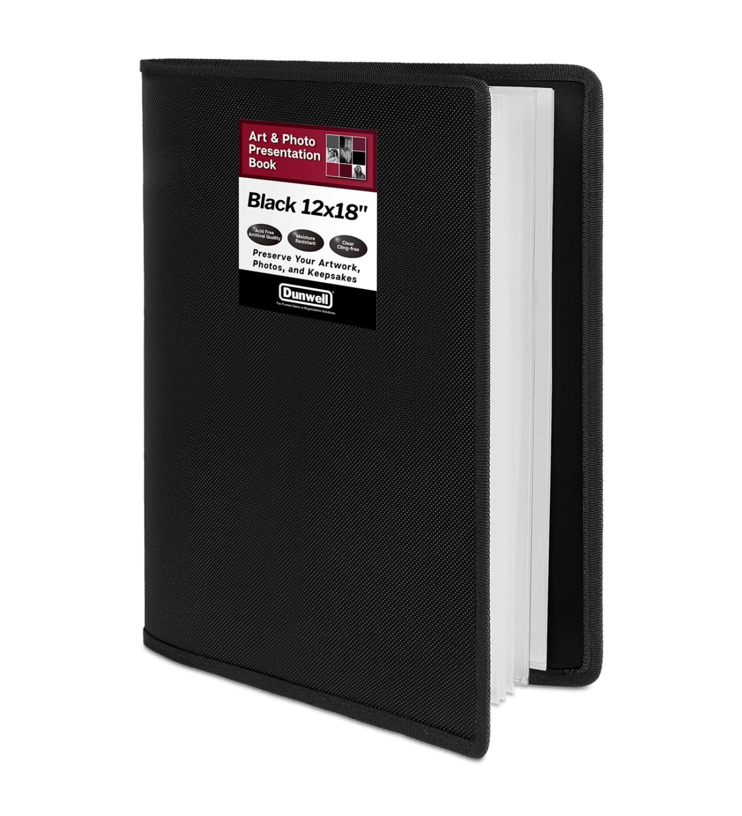 Dunwell 12x18 Art Portfolio - Black | 24 Pocket Display for Architects & Artists | Acid Free, 48 Pages - Buy Online on GoSupps.com
