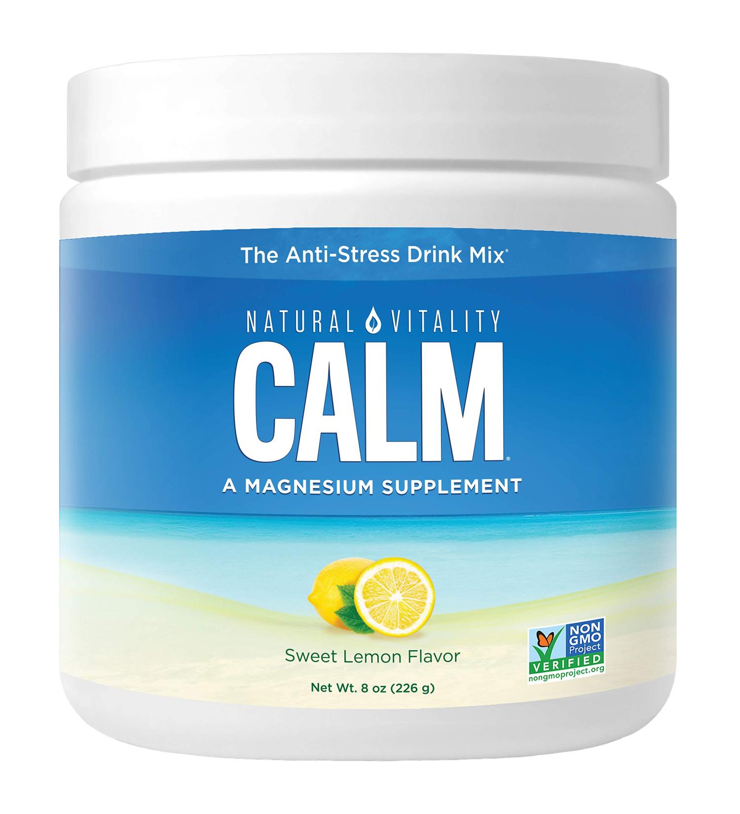 Natural Vitality Sweet Lemon Calm Magnesium Drink Mix - 8 Oz | Relax & Restore - Buy Online on GoSupps.com