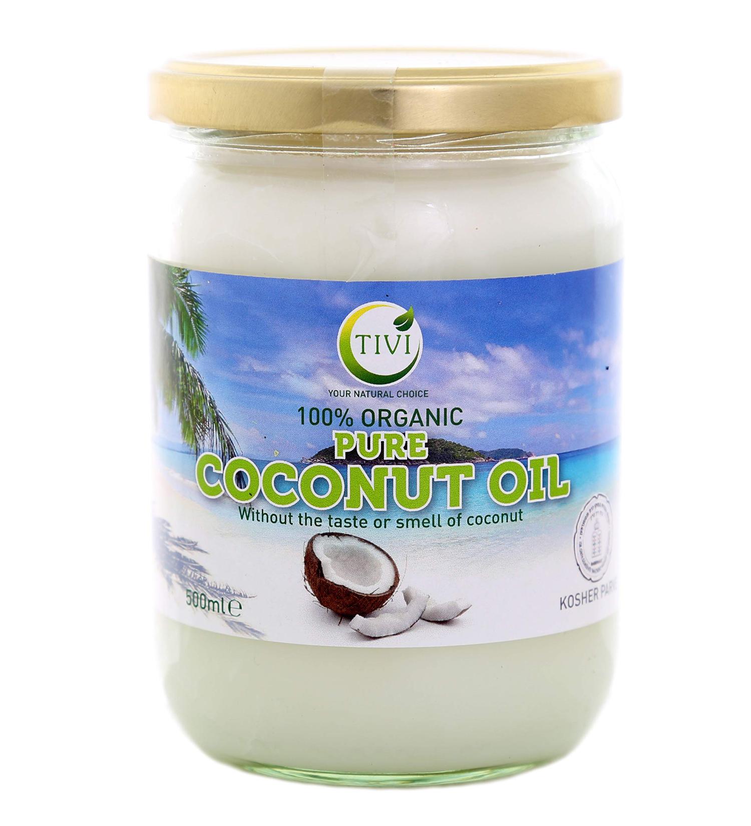 TIVI Organic Refined Coconut Oil 500ml - Hair, Skin, Body, Cooking, Baking - Vegetarian Vegan - Buy Online on GoSupps.com