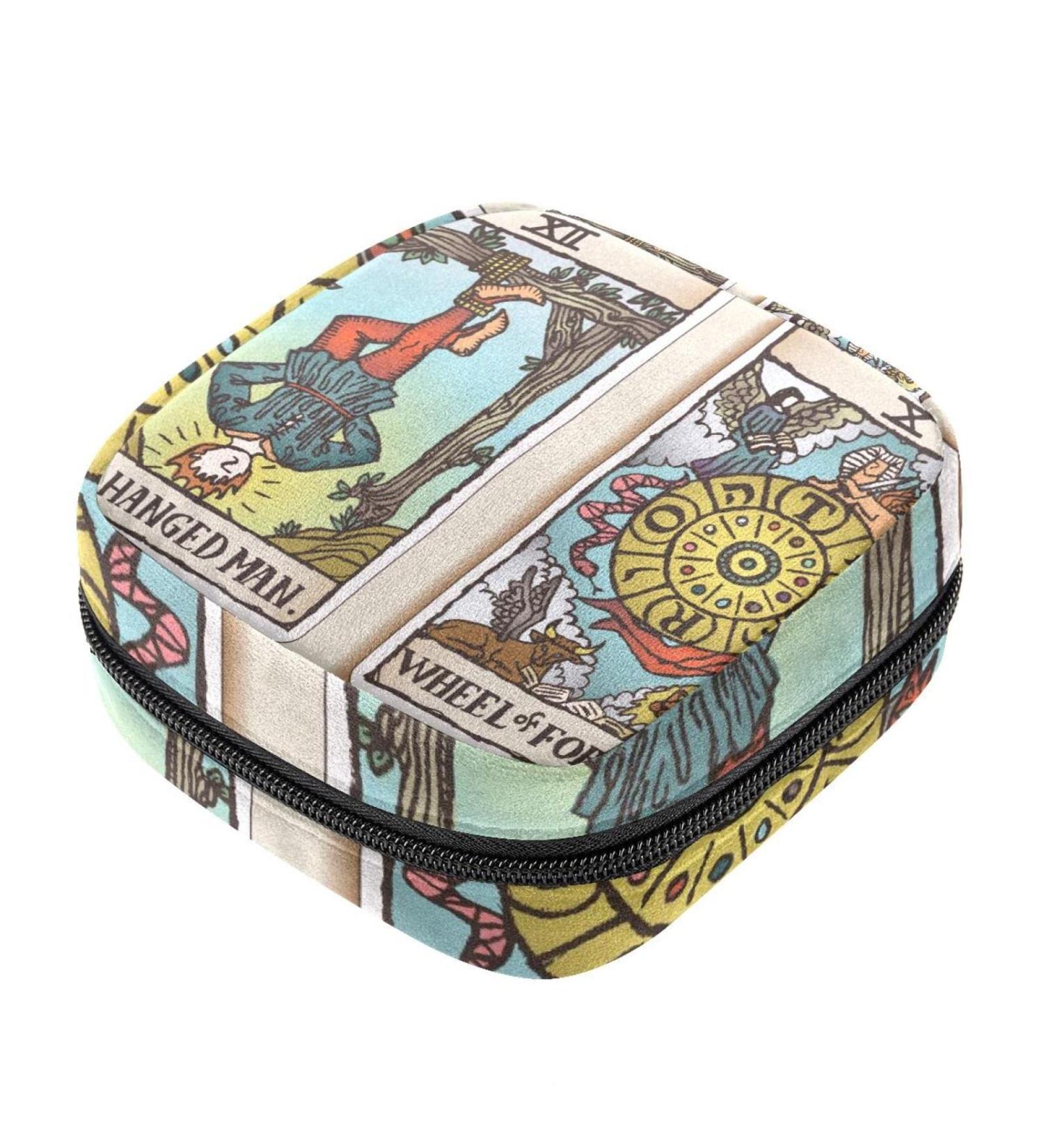Shop Unique Hanging Man & Wheel of Happiness Tarot Card Napkin Storage Bag | Portable Menstrual Cup & Breastfeeding Insert Holder - Buy Online on GoSupps.com