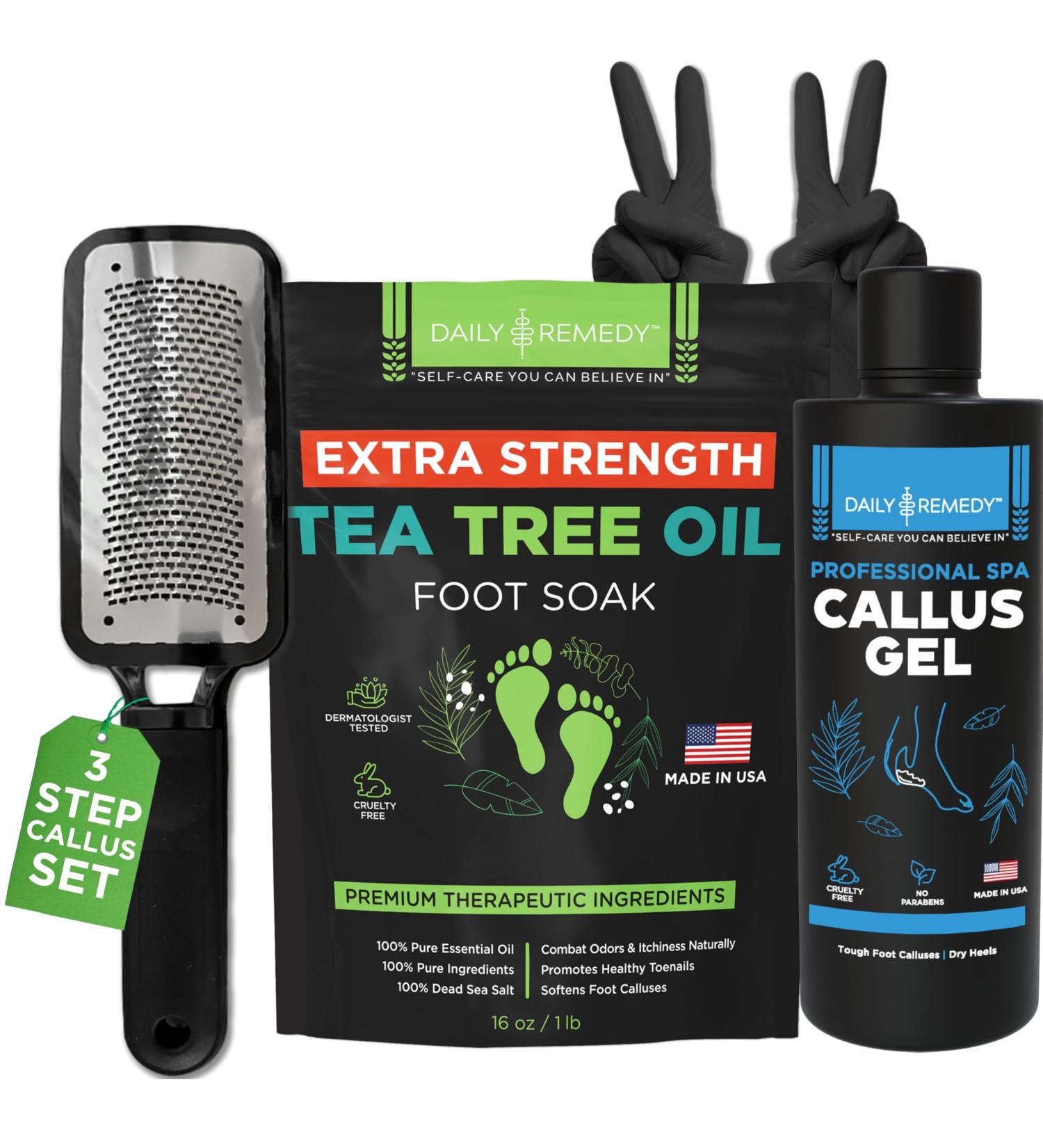 Professional Foot Callus Remover Gel Set - Extra Strength Tea Tree Soak | Pedicure Kit & Spa Tools for Silky Smooth Feet - Buy Online on GoSupps.com