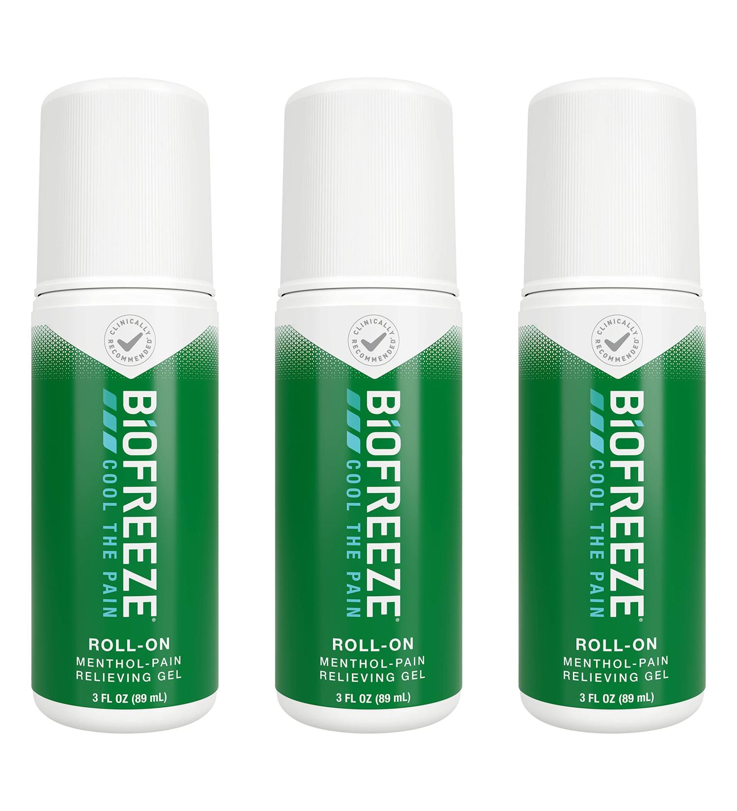 Biofreeze Roll-On Pain-Relieving Gel 3 FL OZ Green (Pack of 3) | Topical Pain Reliever for Muscles and Joints | Arthritis, Backache, Strains, Bruises & Sprains | Pain Relief - Buy Online on GoSupps.com