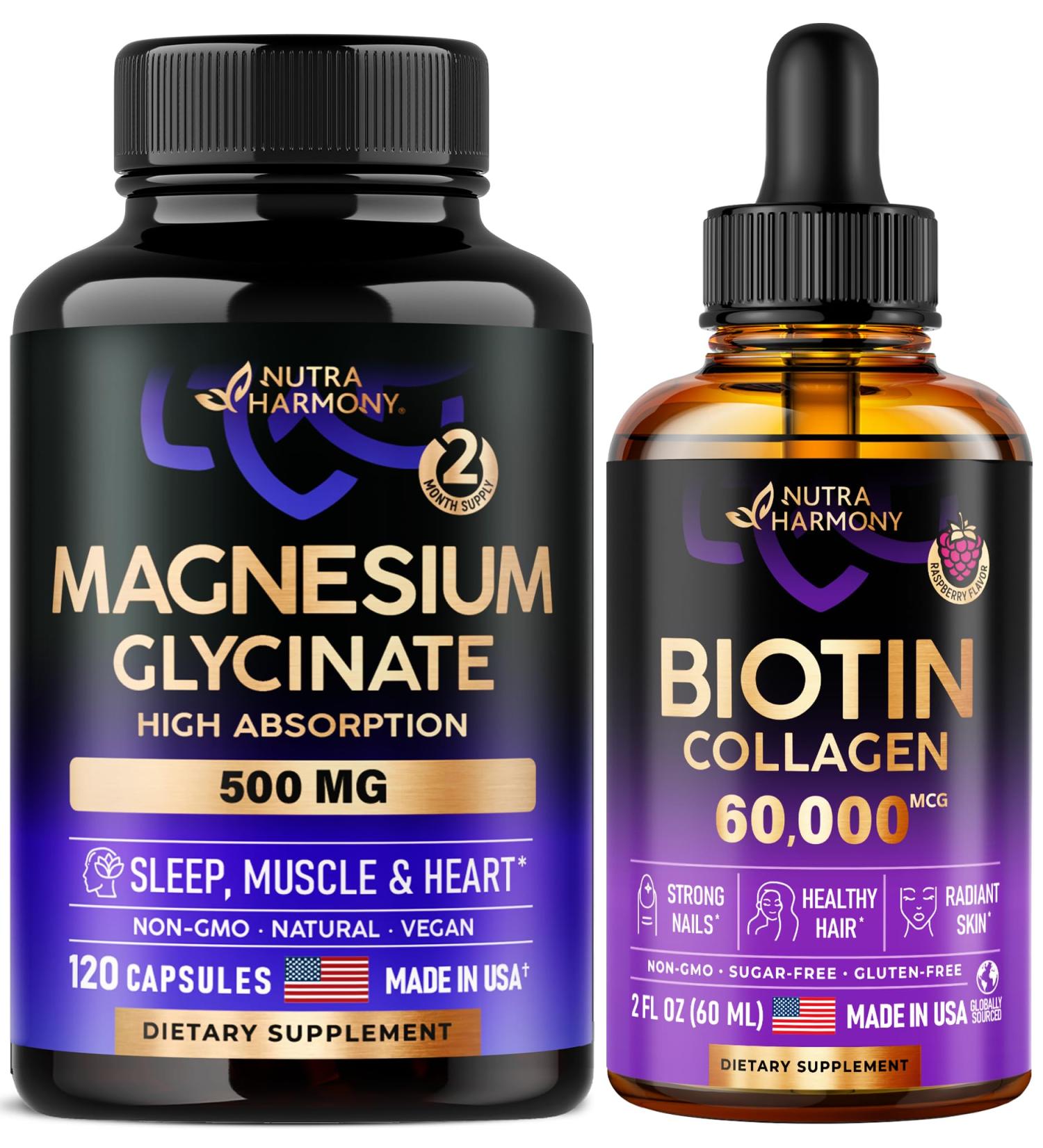NUTRAHARMONY Stress Relief Sleep Aid for Relaxation + Healthy Nails & Skin - Buy Online on GoSupps.com
