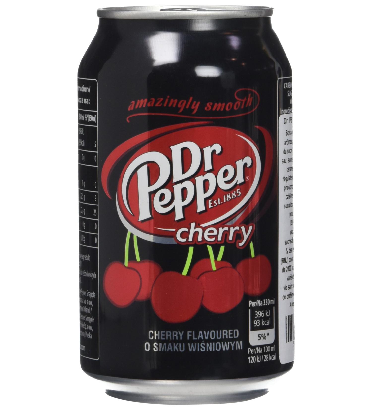 Dr Pepper Refreshing Cola Drink with Natural Cherry Extracts 350 g - Pack of 8 - Buy Online on GoSupps.com