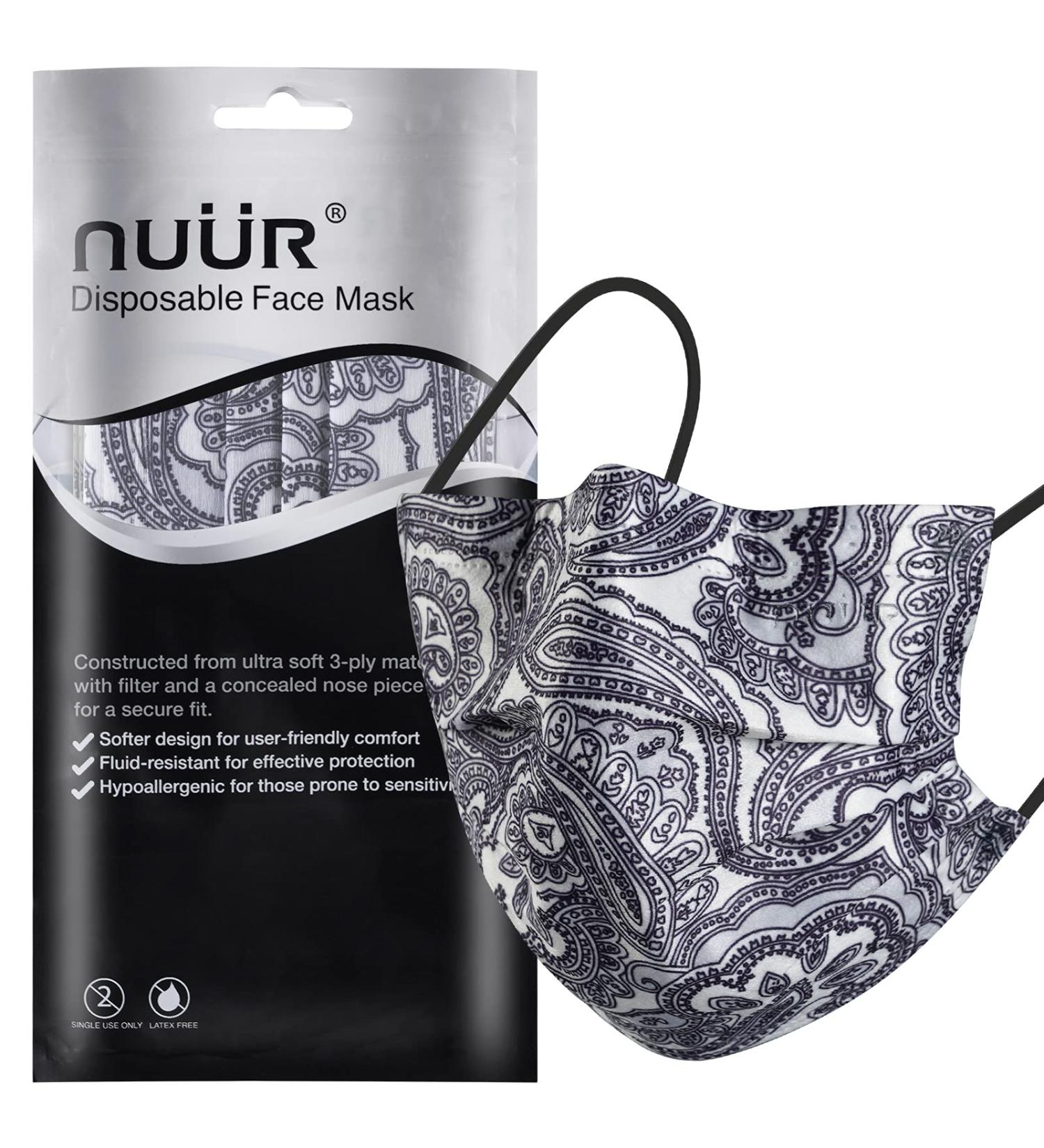 NU R 10pcs Paisley 3 Ply Disposable Face Mask with Filter Layer and Elastic Earloop - PAISLEY-009 - Buy Online on GoSupps.com