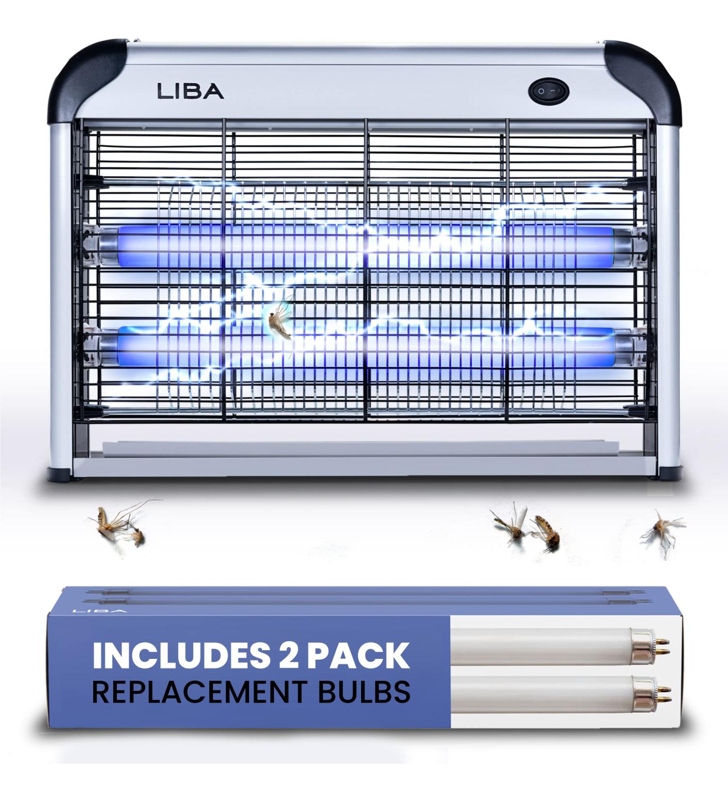 LiBa Electric Bug Zapper Indoor Insect Killer - Powerful 2800V Grid - Includes 2 Extra Replacement Bulbs - Fly and Mosquito Repellent - Easy-to-Clean with Washable Tray - Buy Online on GoSupps.com