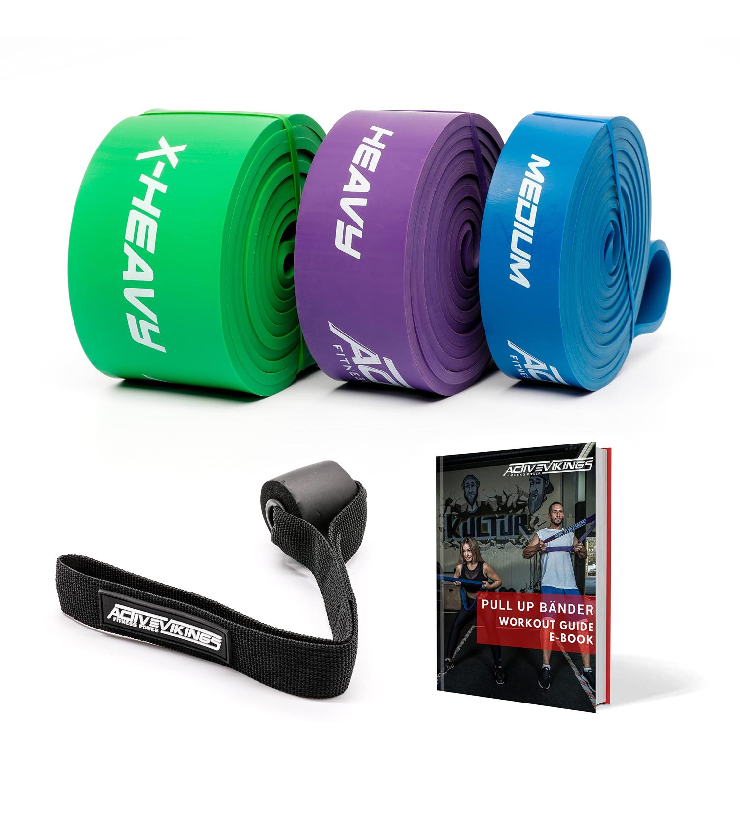 Activevikings Pull-Up Fitness Bands | Muscle Building & CrossFit | Resistance Tapes & Straps (Blue Purple Green) - Ideal for Calisthenics & Freeletics - Buy Online on GoSupps.com