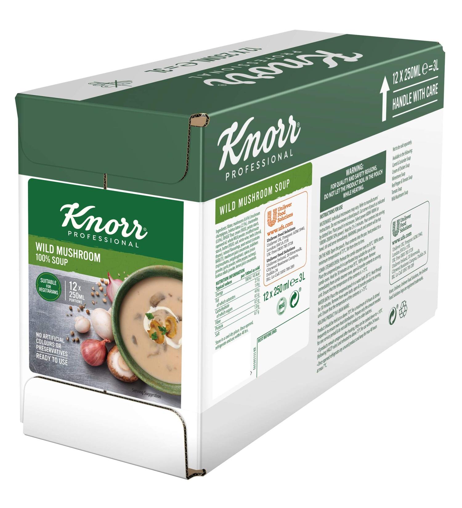 Knorr Professional 100% Wild Mushroom Soup Pouches - 12x250ml