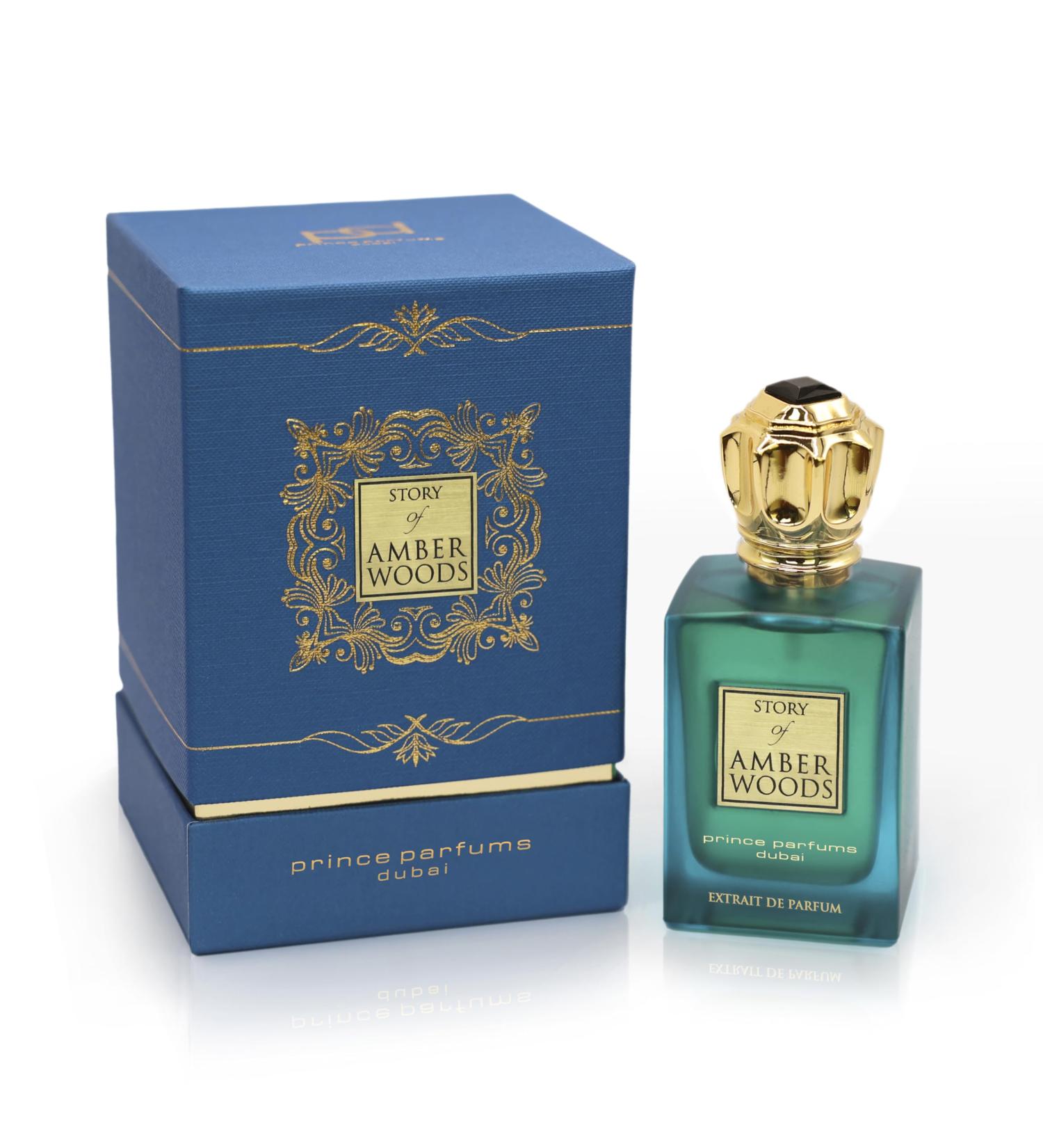 Prince Parfums Dubai - The Story of Amber Woods - 3.4 Ounces - Exquisite Men's Extrait de Parfum - Rich Luxurious Scent of Amber Cedar Vetiver for the Modern Man - Depth Warmth & Mastery - Buy Online on GoSupps.com