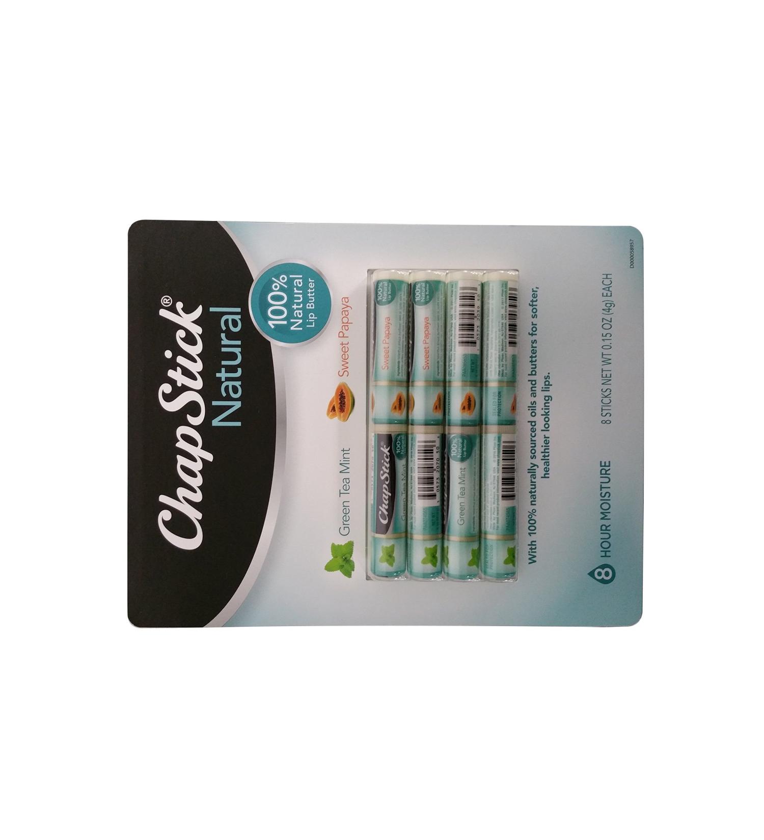 ChapStick Natural lip butter 4 green tea mint & 4 Sweet Papaya . 8 Sticks total
