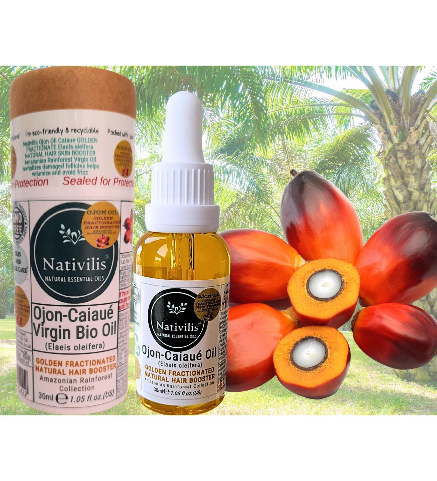 Nativilis Ojon Caiaue GOLDEN FRACTIONATED Oil - (Elaeis oleifera) NATURAL HAIR SKIN BOOSTER Rainforest Virgin Oil - revitalizes damaged follicles hair growth volumize and get tame frizz Copaiba - Buy Online on GoSupps.com