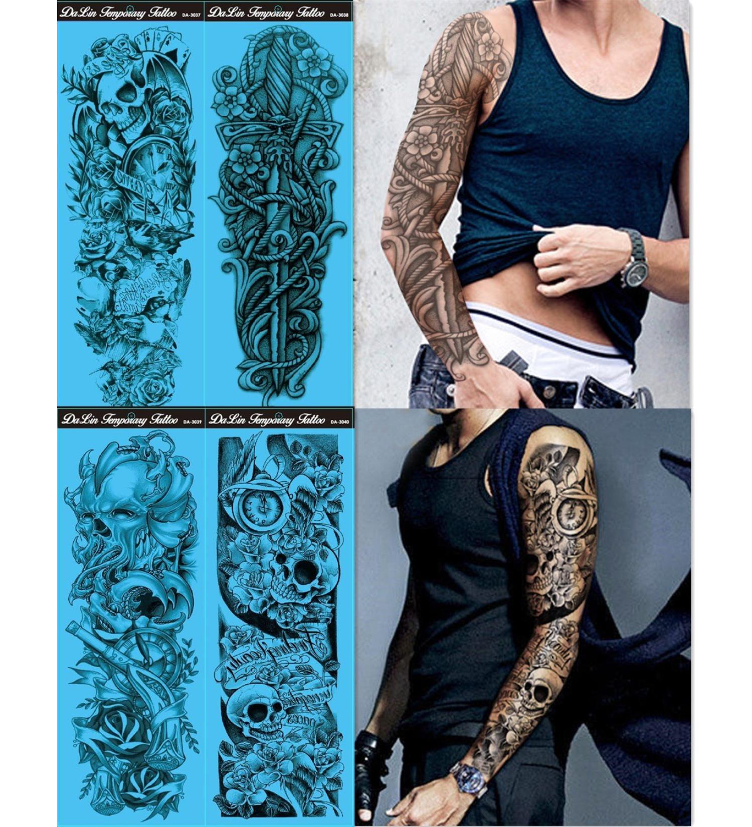 DaLin 4 Sheets Extra Large Full Arm Temporary Tattoos - Set 9 - Buy Online on GoSupps.com