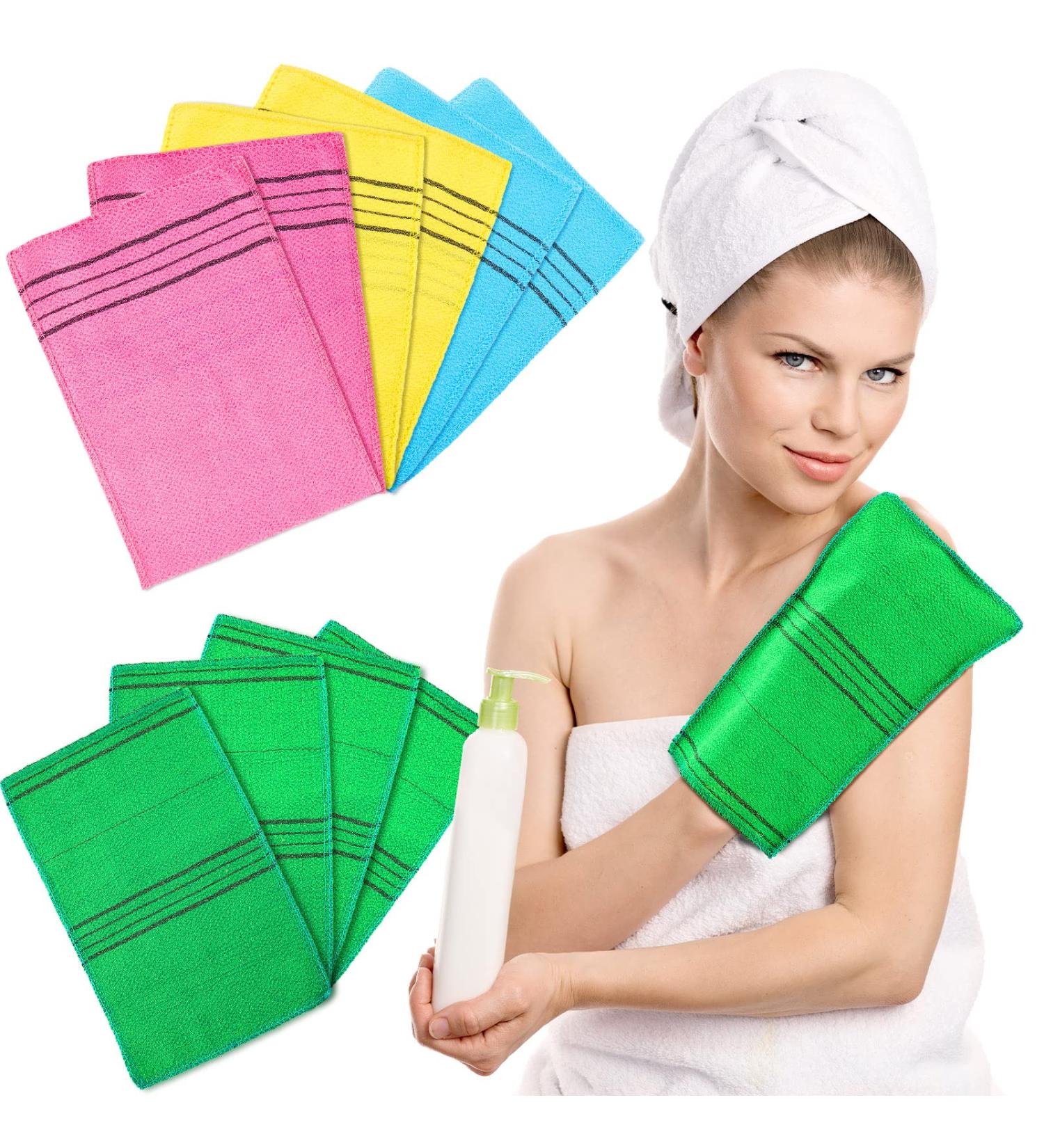 10 Pieces Korean Exfoliating Washcloth Mitt - Double Sided Bath Body Scrub Gloves for Dead Skin Removal - Japanese Spa Towel for a Refreshing Cleanse (Mix Color) - Buy Online on GoSupps.com