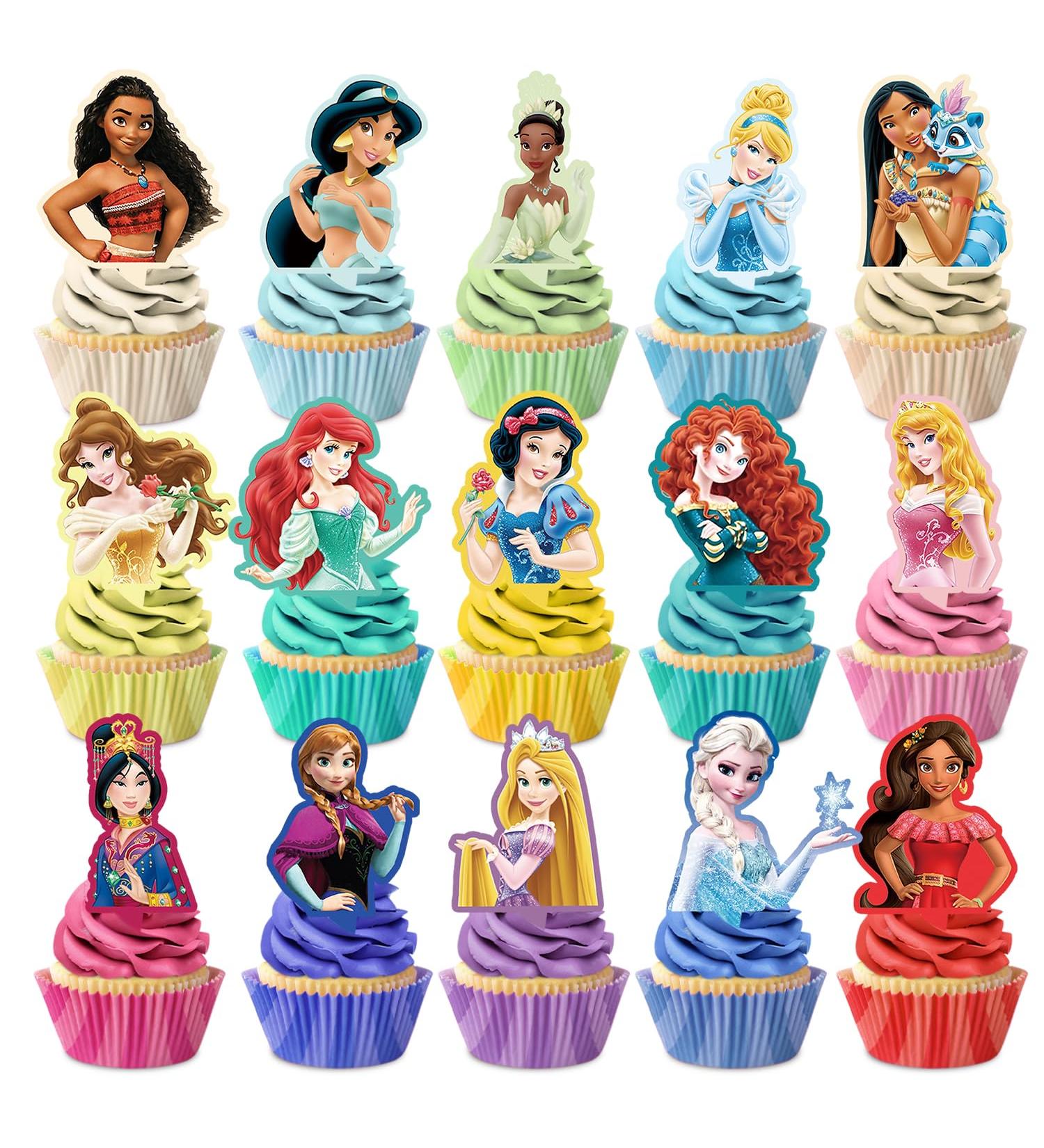 Princess Cupcake Toppers Birthday Cake Decorations Party Supplies Decor 60 counts - Buy Online on GoSupps.com