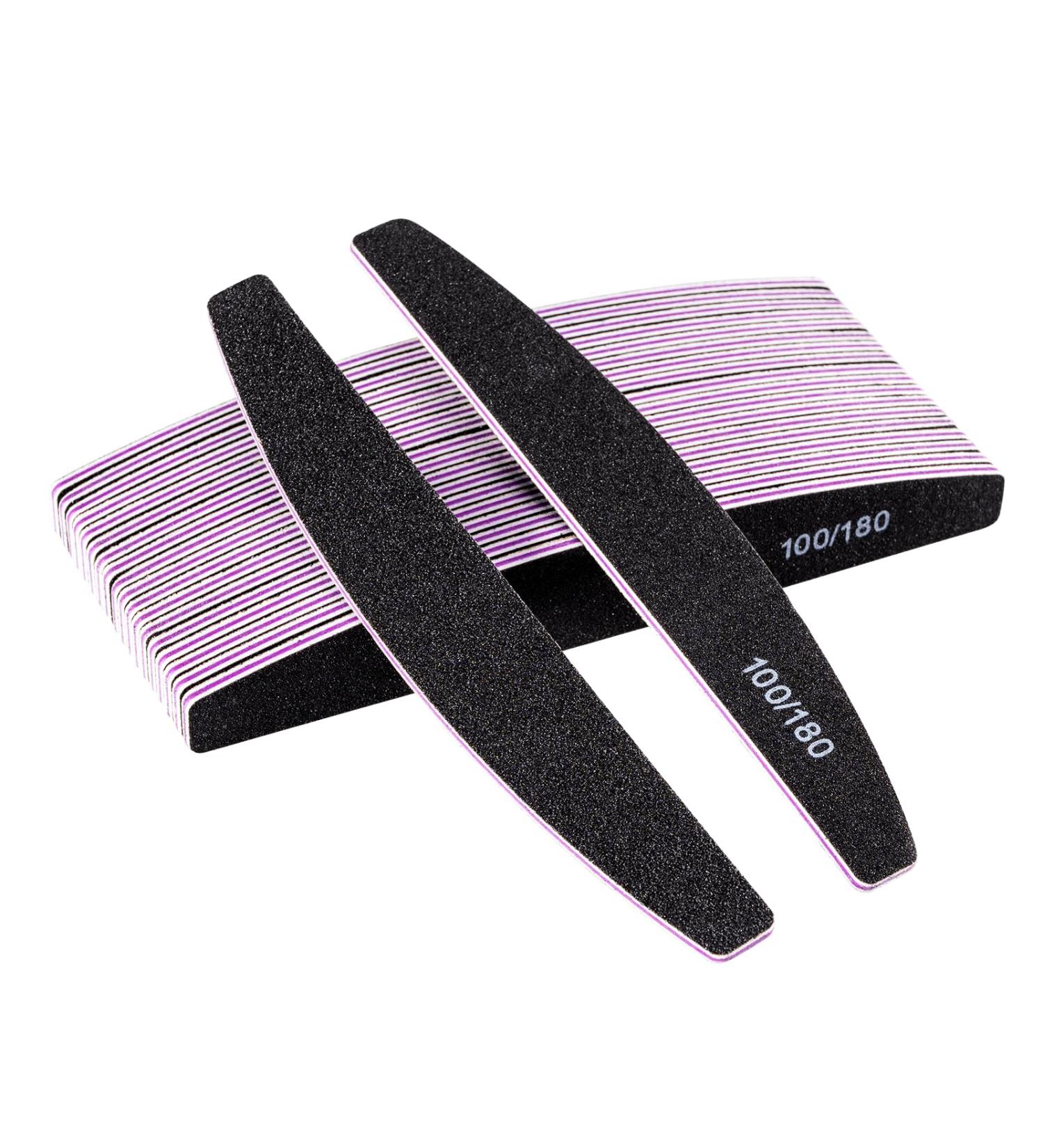20 Piece Professional Nail File Set - 100/180 Grit Double-Sided Files for Gel & Natural Nails | Reusable for Nail Studios & DIY Nail Art | Black - Buy Online on GoSupps.com